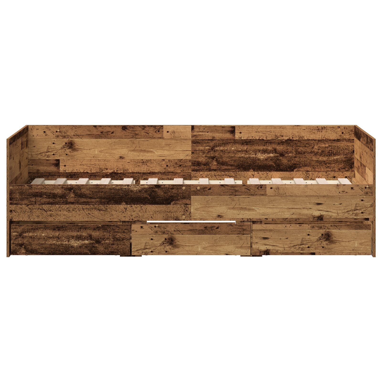 vidaXL Cadru de daybed cu sertare Lemn vechi 90 x 190 cm Lemn compozit