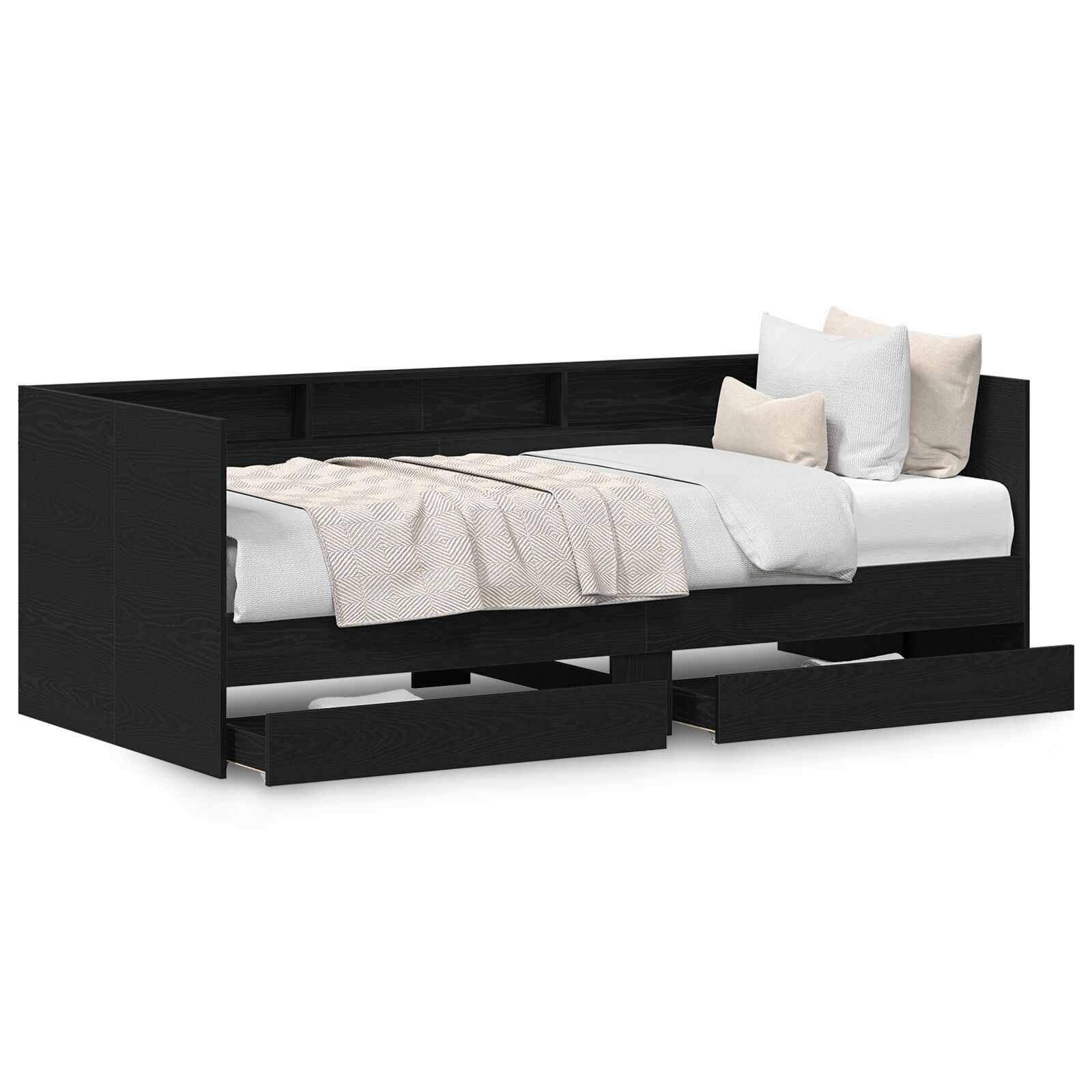 vidaXL Cadru de daybed cu sertare Stejar negru 90 x 190 cm vidaXL Cadru de daybed cu sertare Stejar negru 90 x 190 cm