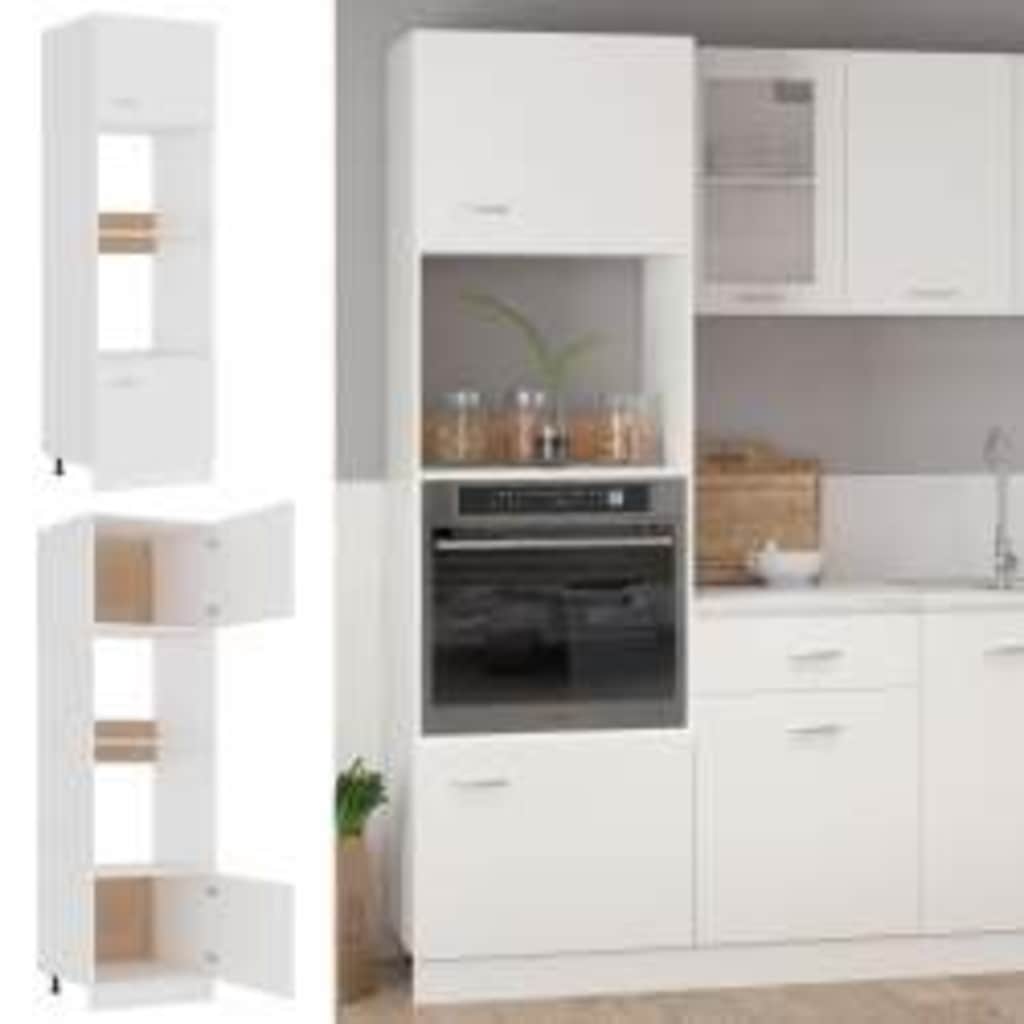 vidaXL Dulap cuptor microunde “Lyon”, alb, 60 x 57 x 207 cm, PAL