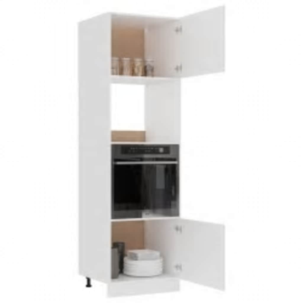 vidaXL Dulap cuptor microunde “Lyon”, alb, 60 x 57 x 207 cm, PAL