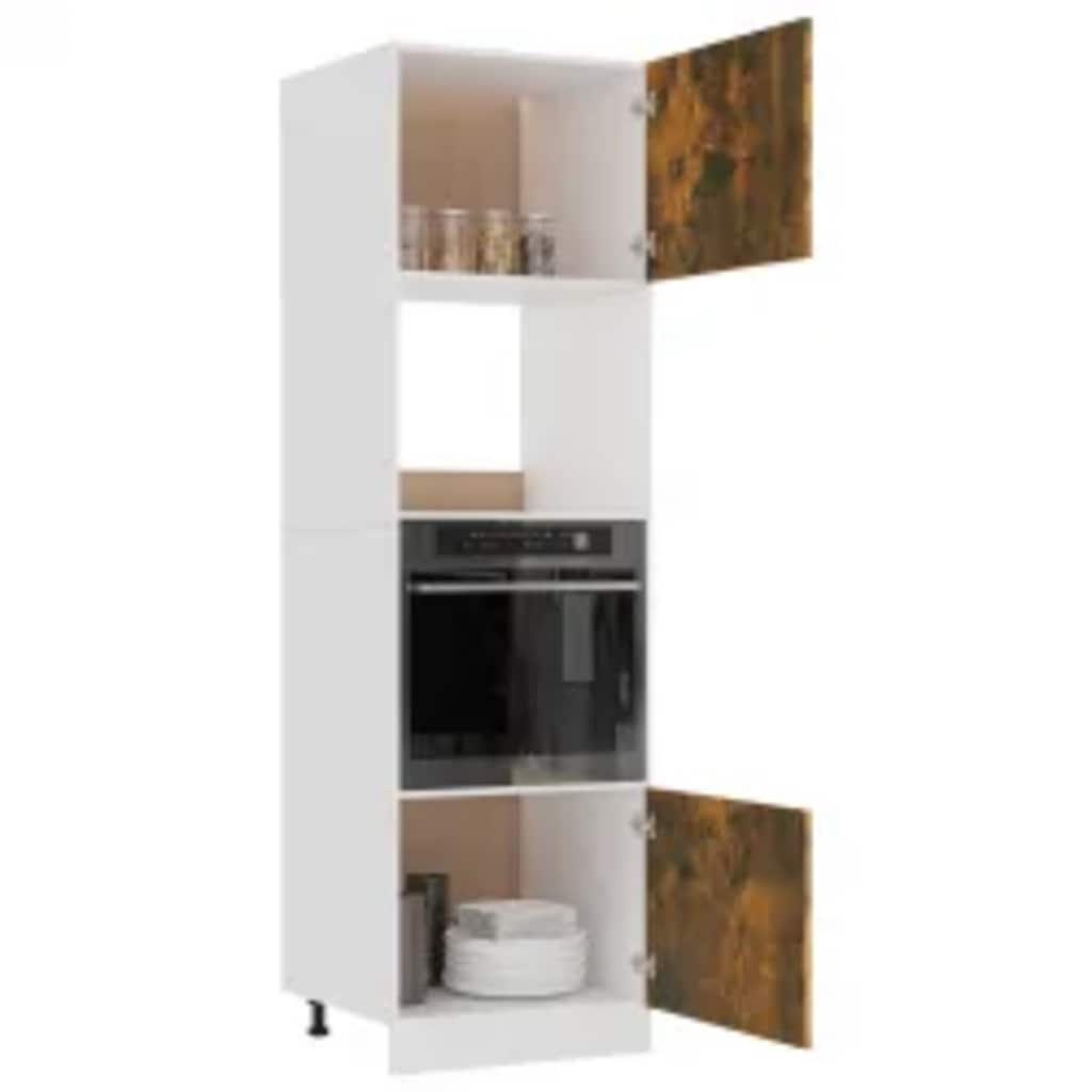 vidaXL Dulap cuptor microunde “Lyon” stejar afumat 60x57x207cm vidaXL Dulap cuptor microunde “Lyon” stejar afumat 60x57x207cm