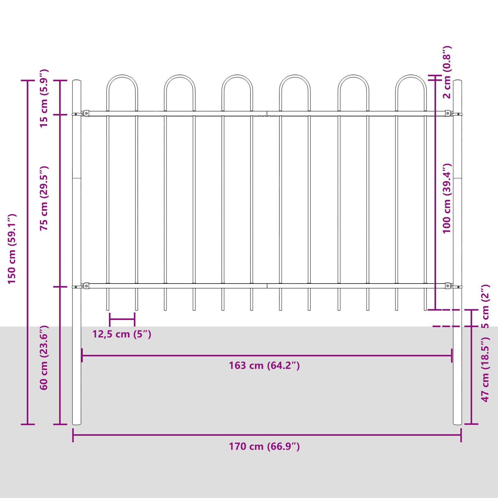 vidaXL Gard de Grădină Alb 5.1 x 1 m Oțel vopsit în pulbere