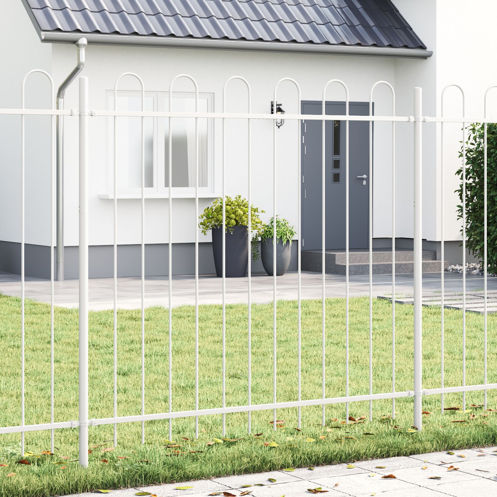 vidaXL Gard de Grădină Alb 6.8 x 1.5 m Oțel vopsit în pulbere vidaXL Gard de Grădină Alb 6.8 x 1.5 m Oțel vopsit în pulbere
