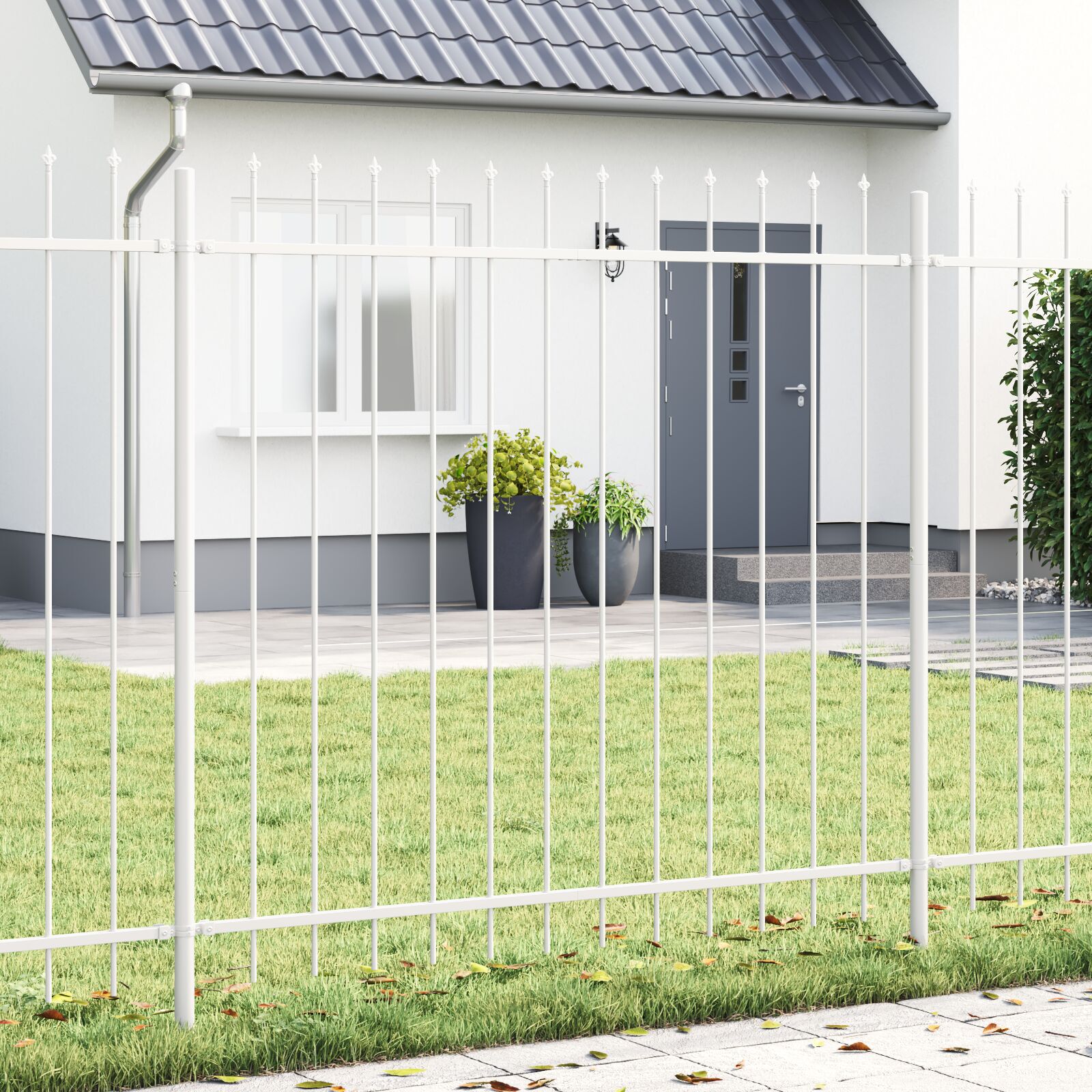 vidaXL Gard de Grădină Alb 10.2 x 1.5 m Oțel vopsit în pulbere vidaXL Gard de Grădină Alb 10.2 x 1.5 m Oțel vopsit în pulbere