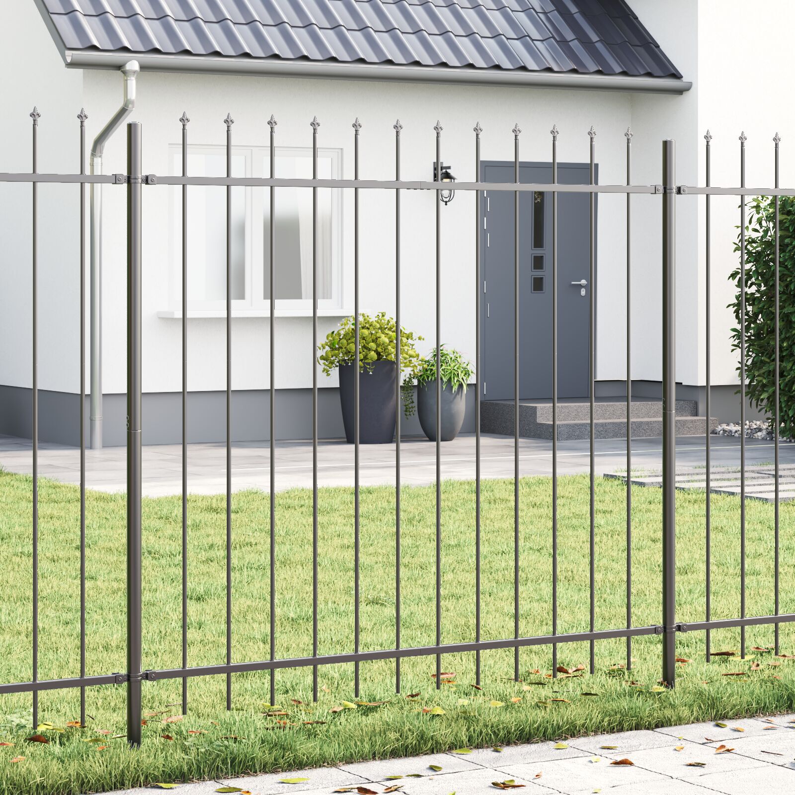 vidaXL Gard de Grădină Gri 11.9 x 1.5 m Oțel vopsit în pulbere vidaXL Gard de Grădină Gri 11.9 x 1.5 m Oțel vopsit în pulbere