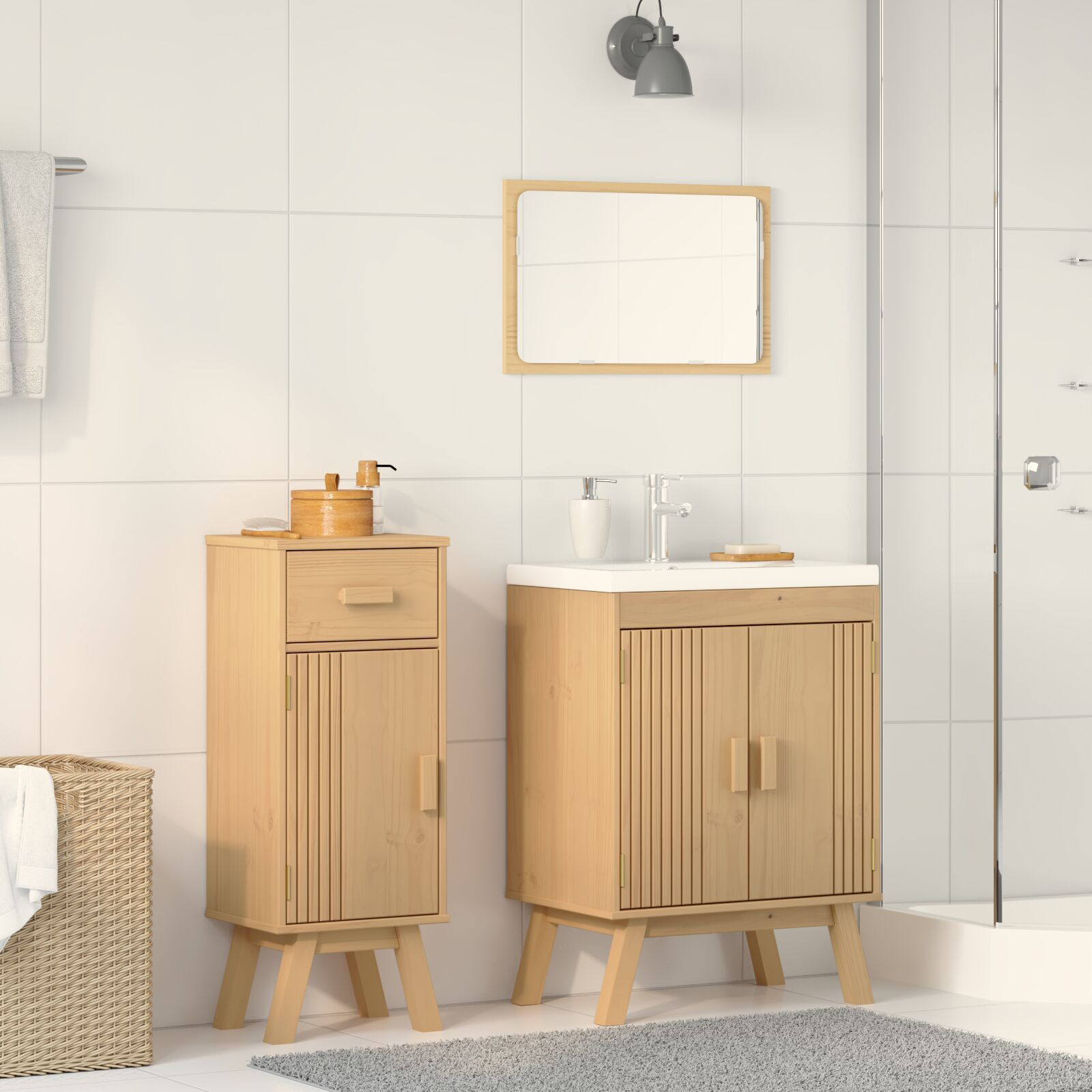 vidaXL Set de Mobilier pentru Baie 2 pcs Maro 114 x 43 x 73.5 cm vidaXL Set de Mobilier pentru Baie 2 pcs Maro 114 x 43 x 73.5 cm
