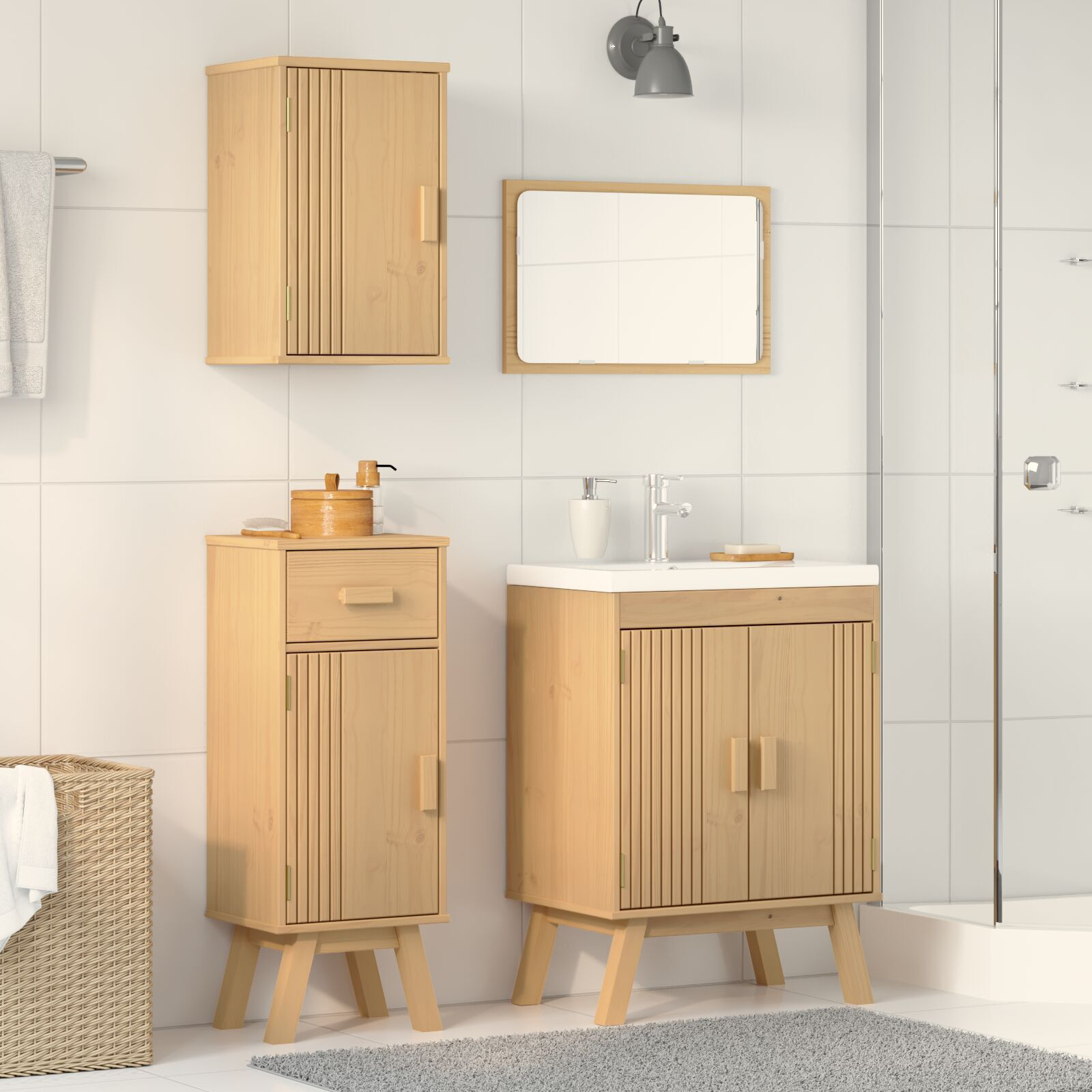 vidaXL Set de Mobilier pentru Baie 3 pcs Maro 114 x 43 x 73.5 cm vidaXL Set de Mobilier pentru Baie 3 pcs Maro 114 x 43 x 73.5 cm
