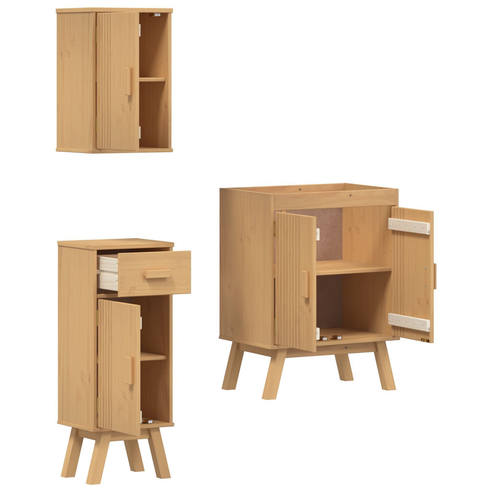 vidaXL Set de Mobilier pentru Baie 3 pcs Maro 114 x 43 x 73.5 cm vidaXL Set de Mobilier pentru Baie 3 pcs Maro 114 x 43 x 73.5 cm