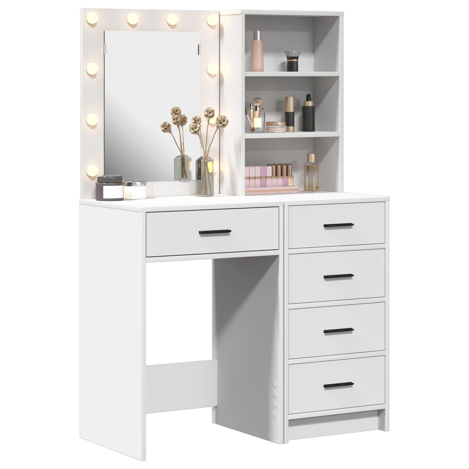 vidaXL Masă de Machiaj 2 pcs Alb 50 x 41 x 135 cm Lemn compozit