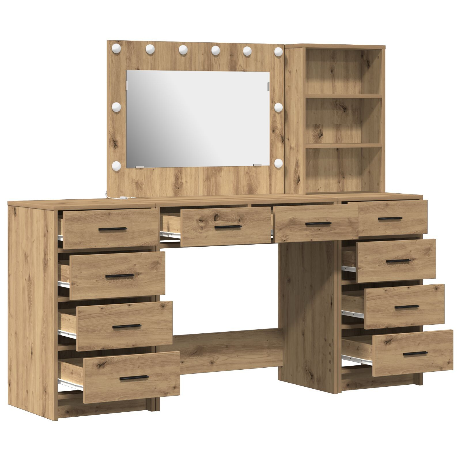 vidaXL Masă de Machiaj cu sertar 3 pcs Stejar Artizanal Lemn compozit