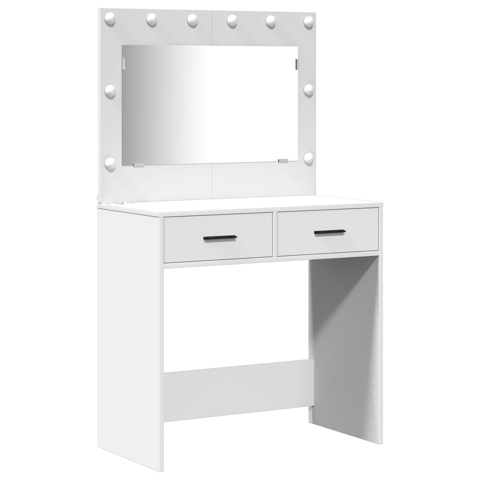 vidaXL Set masă toaletă cu LED, 2 piese, alb, lemn prelucrat