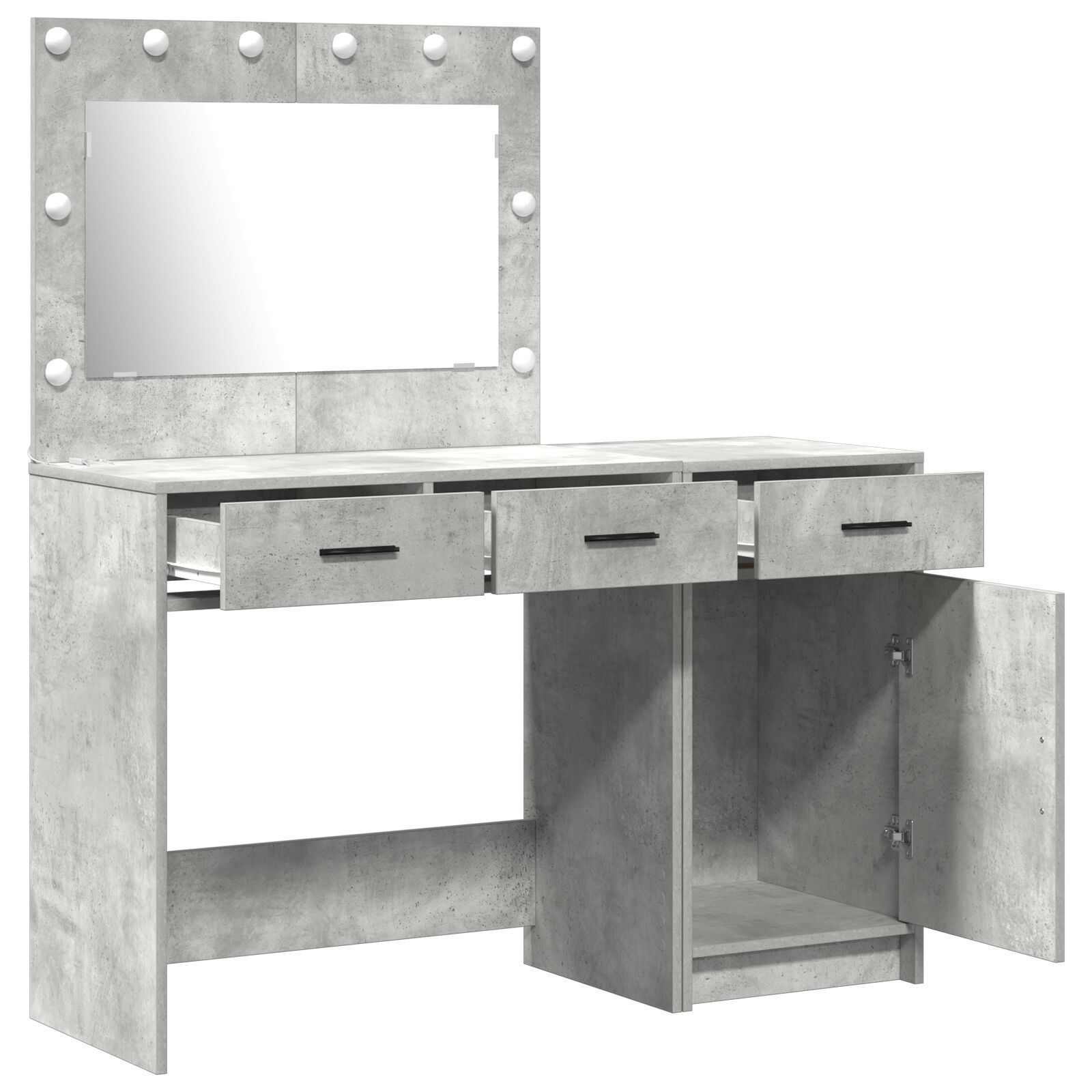 Set de toaletă 2 piese cu LED Gri beton din lemn prelucrat Set de toaletă 2 piese cu LED Gri beton din lemn prelucrat