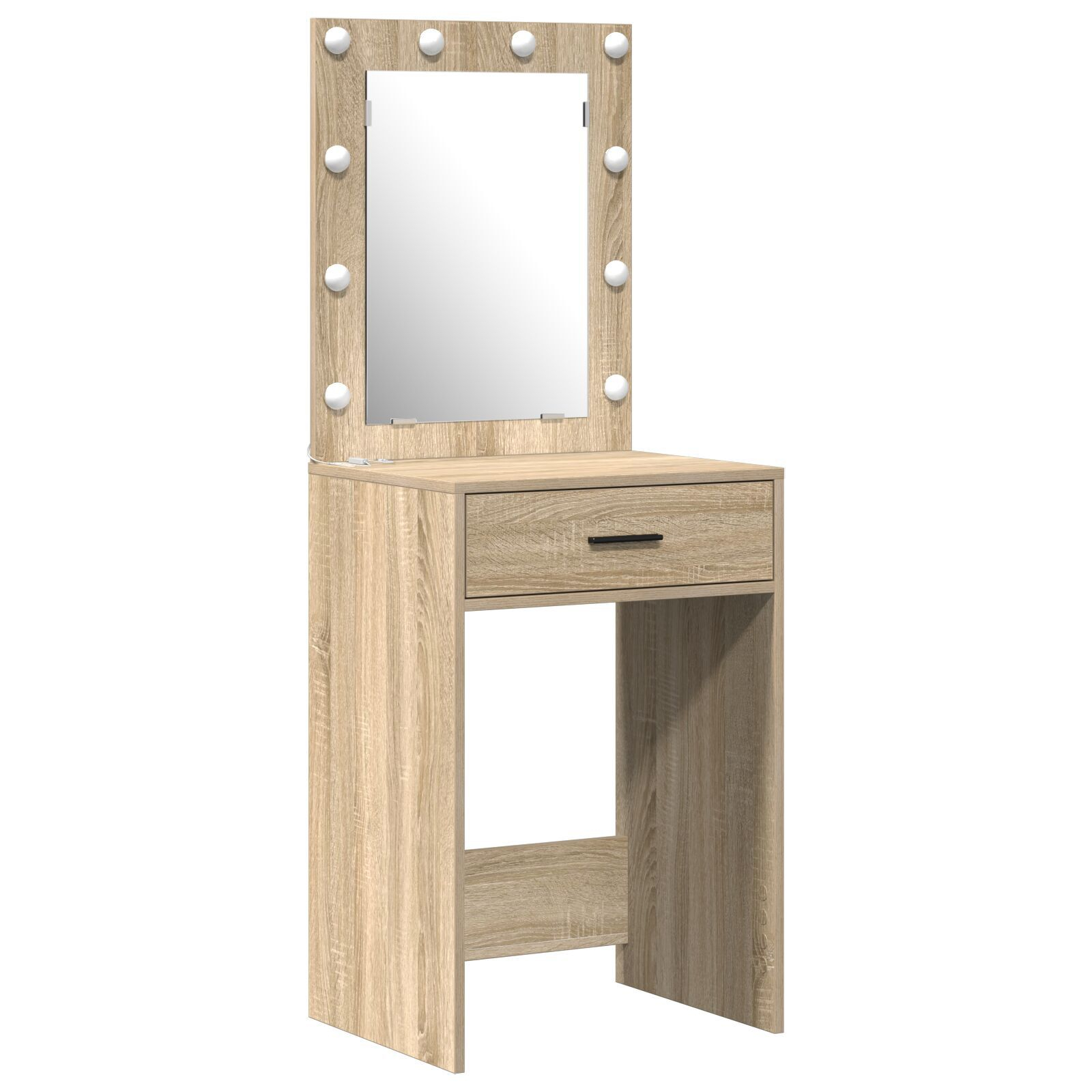 vidaXL Set masă toaletă cu LED, 2 piese, stejar sonoma, lemn prelucrat