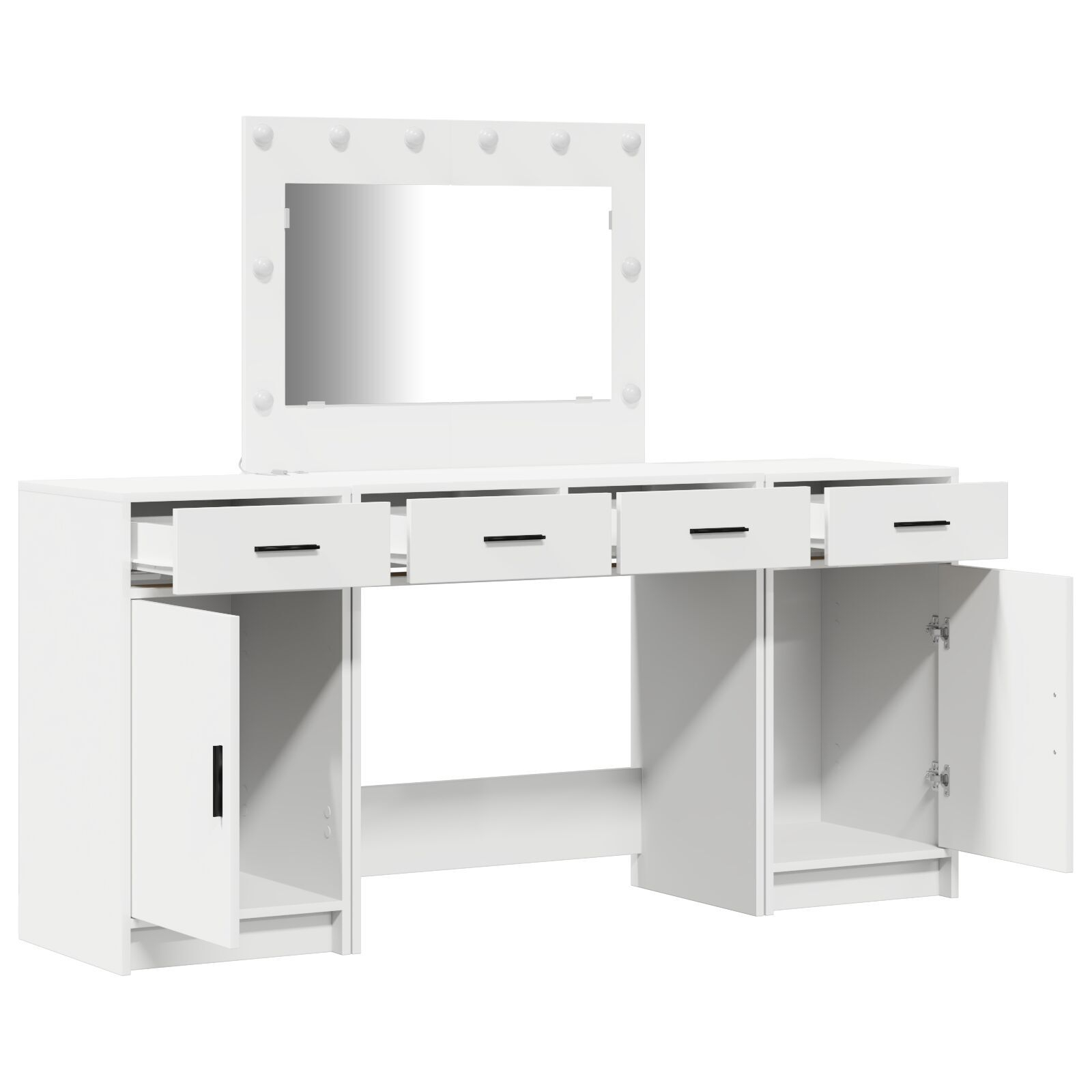 vidaXL Set masă toaletă cu LED, 3 piese, alb, lemn prelucrat