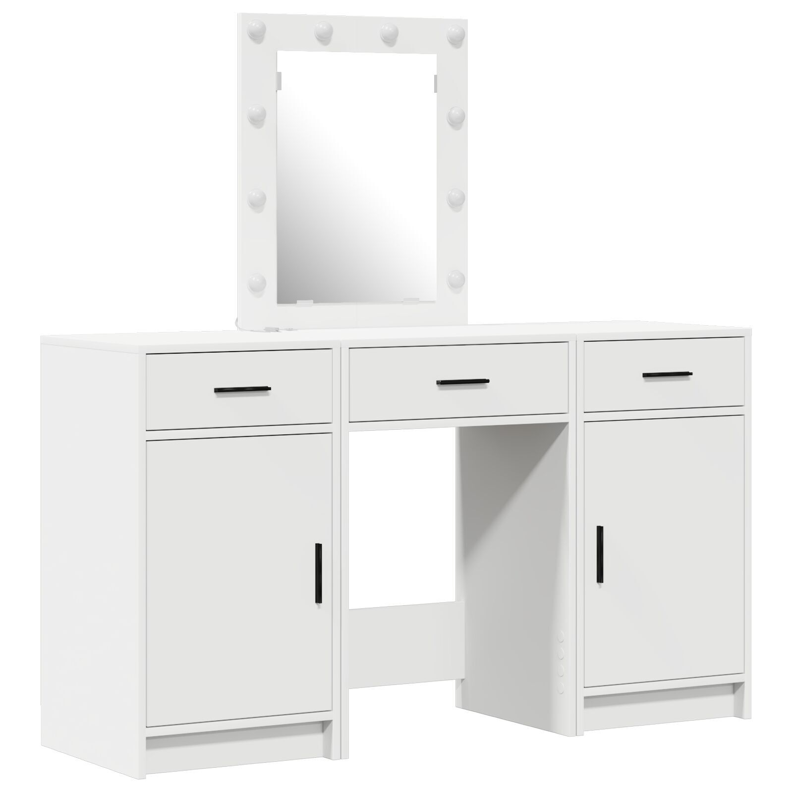 vidaXL Set masă toaletă cu LED 3 piese, alb, lemn prelucrat