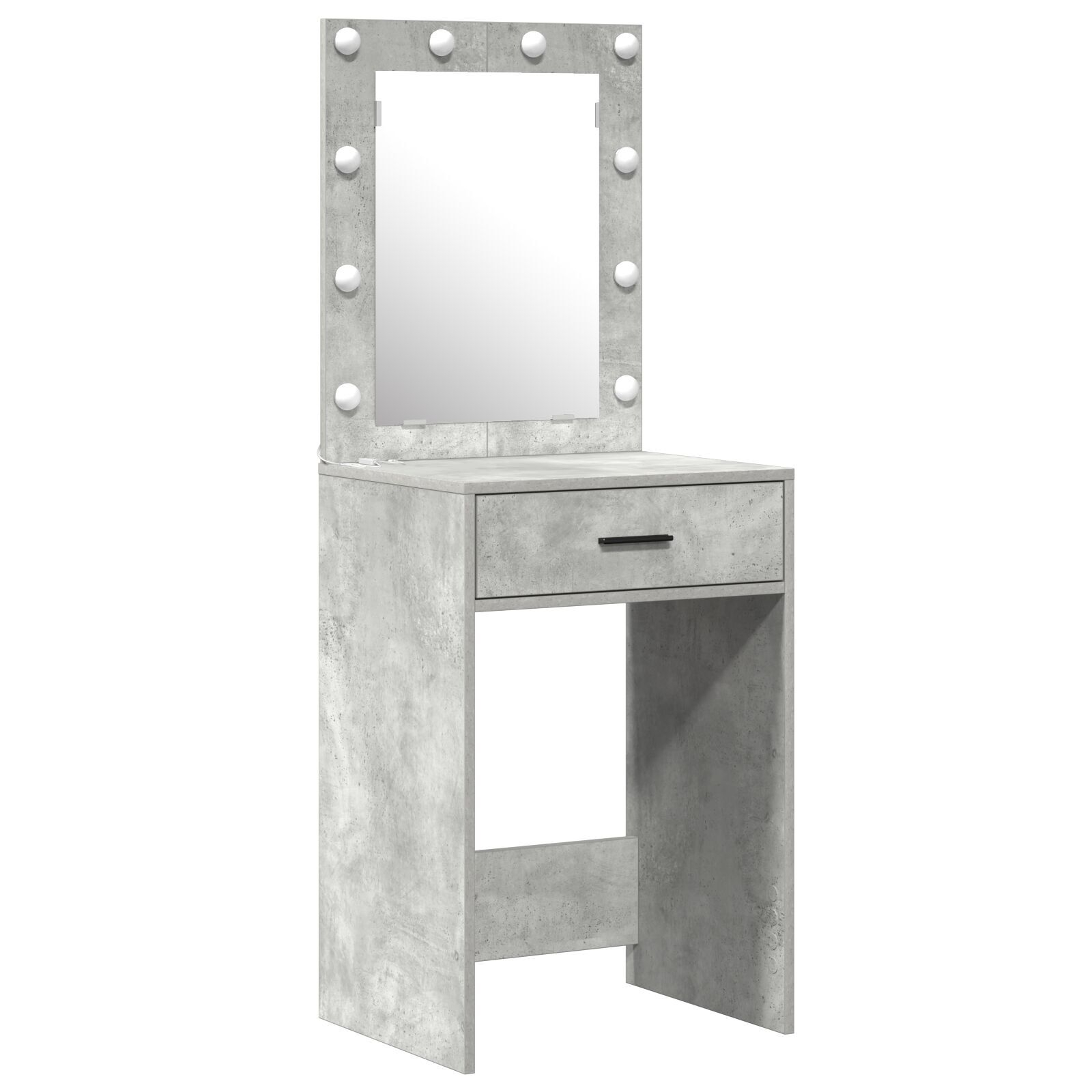 vidaXL Set masă toaletă cu LED 3 piese, gri beton, lemn prelucrat
