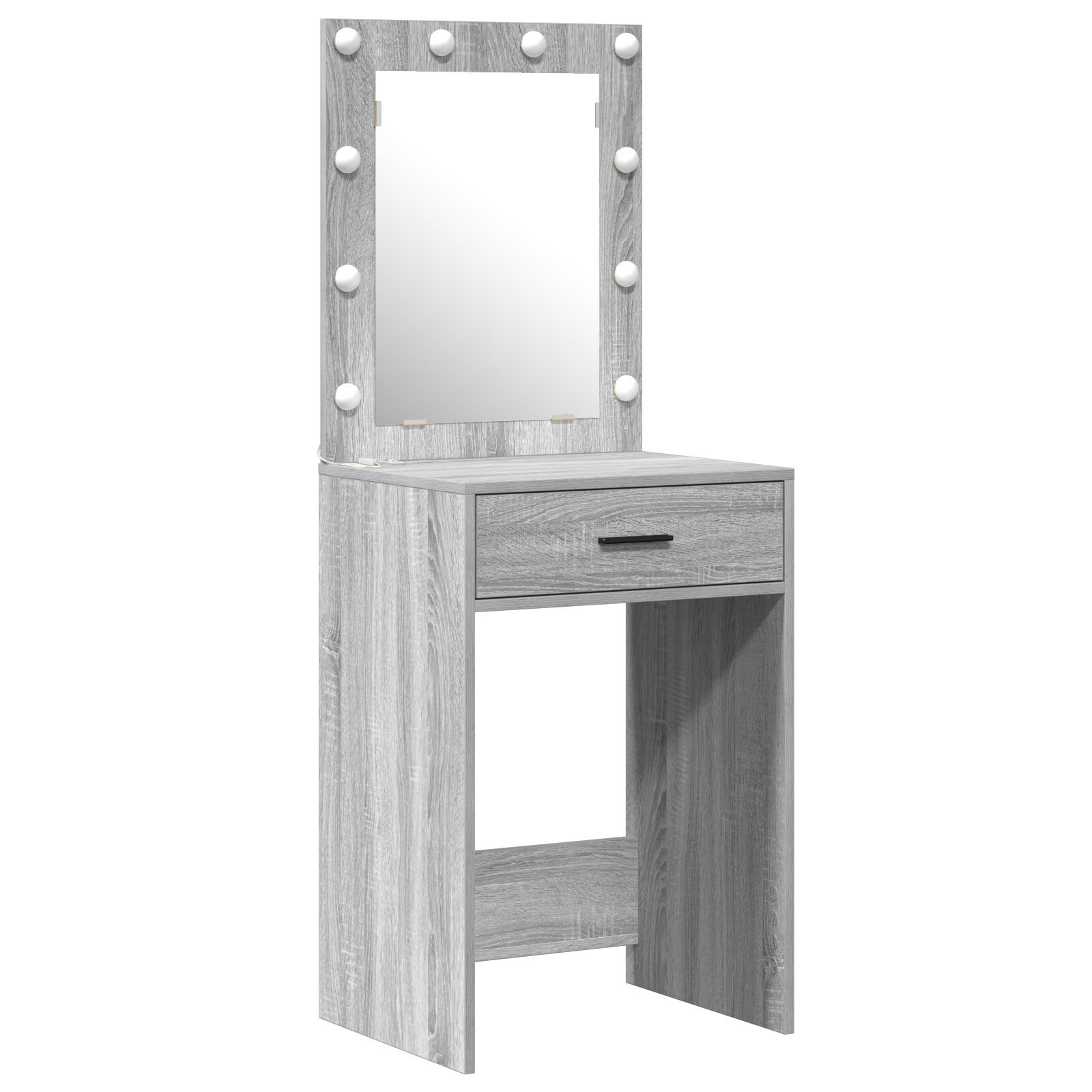 vidaXL Set masă toaletă cu LED 3 piese, gri sonoma, lemn prelucrat