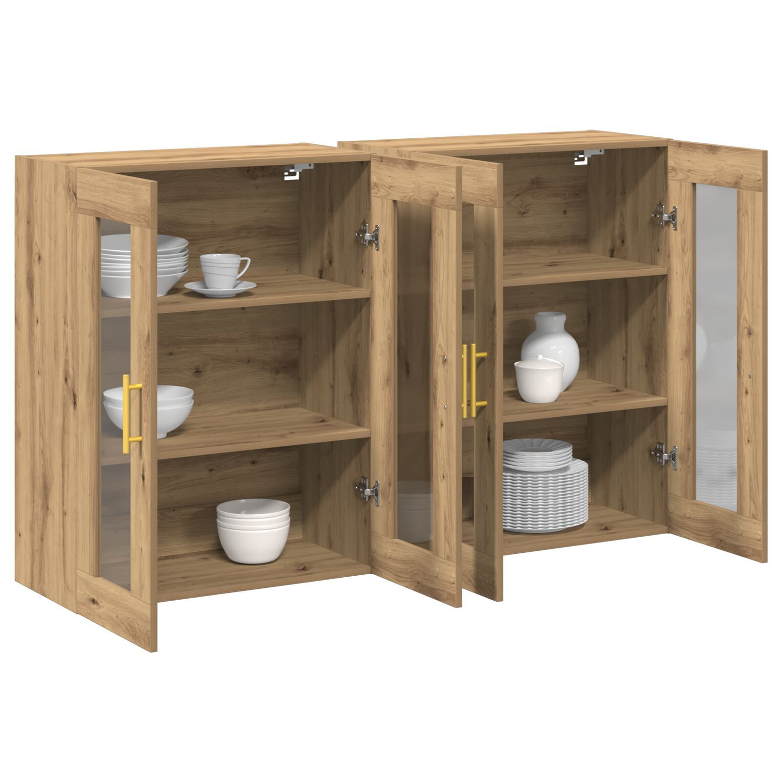 vidaXL Dulap montat pe perete 2 pcs stejar artizanal 69.5 x 34 x 90 cm