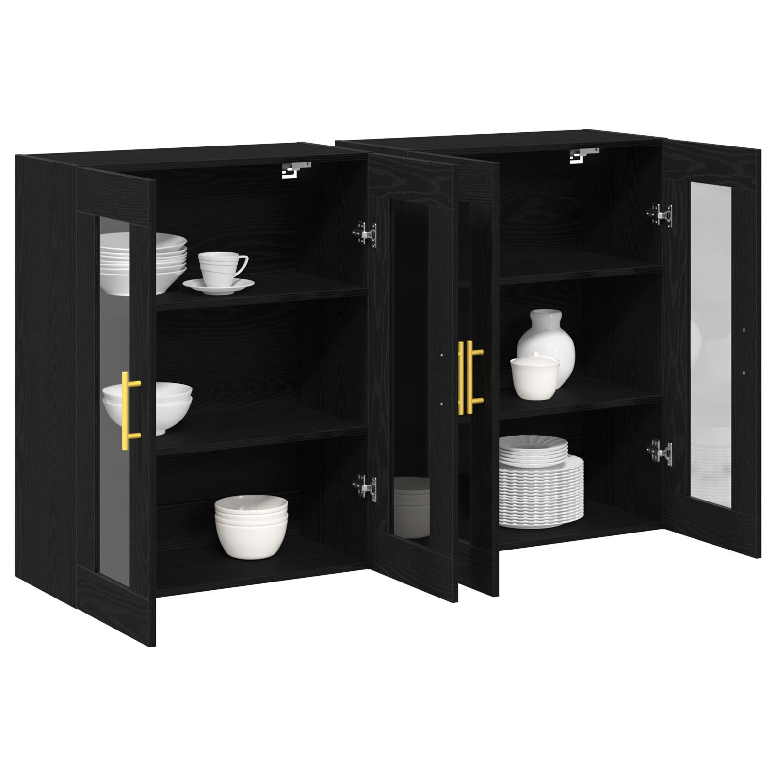 vidaXL Dulap montat pe perete 2 pcs Stejar negru 69.5 x 34 x 90 cm