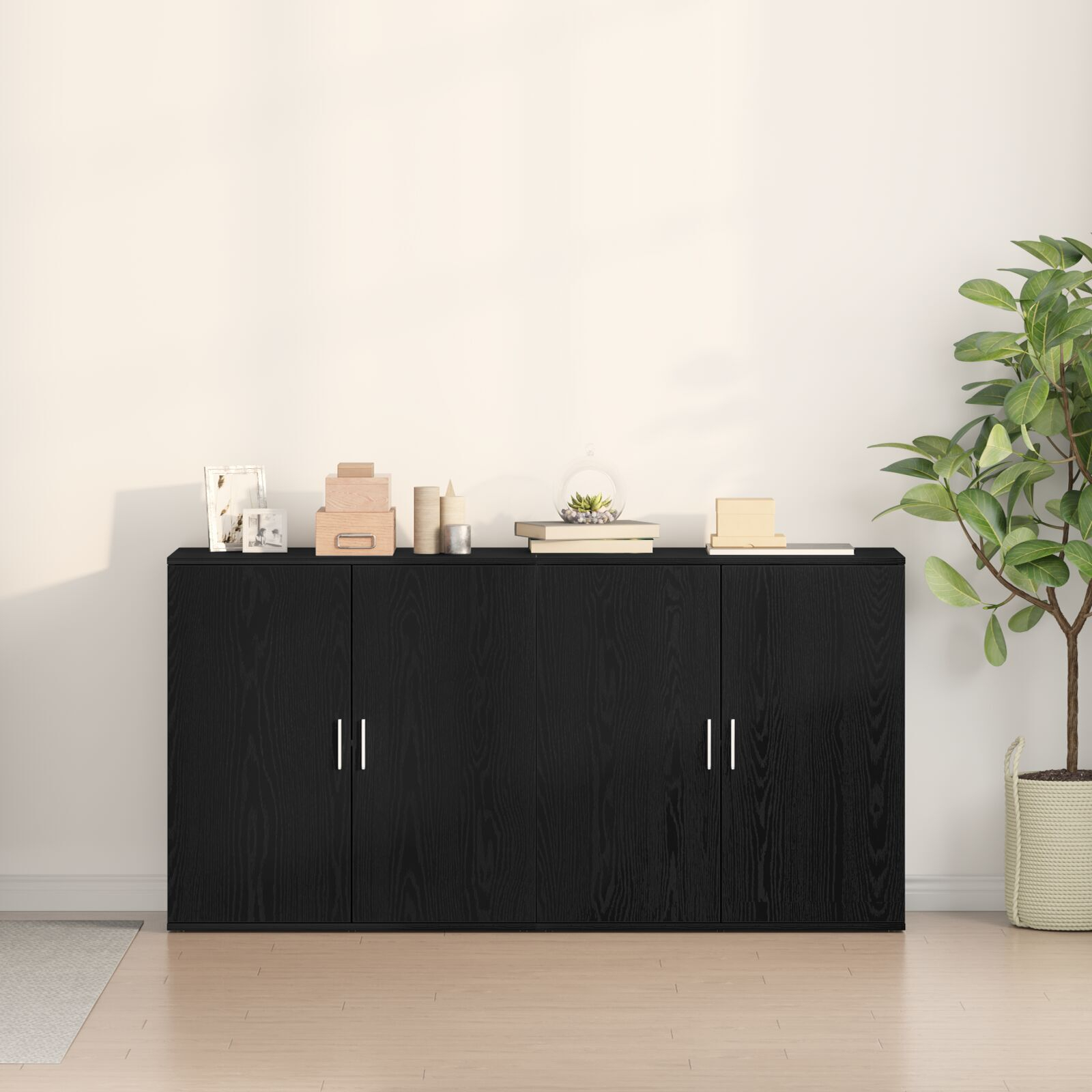 vidaXL Bufeturi 2 pcs Stejar negru 79 x 38 x 80 cm Lemn compozit vidaXL Bufeturi 2 pcs Stejar negru 79 x 38 x 80 cm Lemn compozit