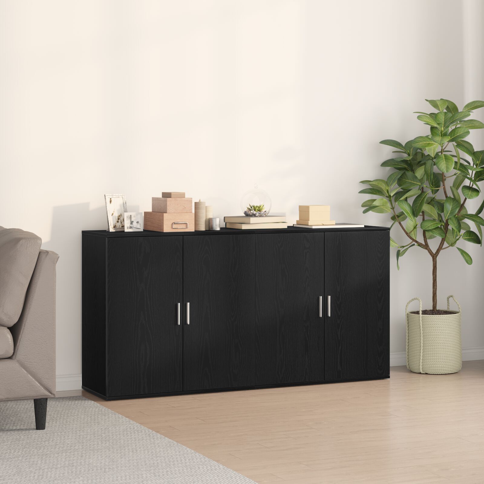 vidaXL Bufeturi 2 pcs Stejar negru 79 x 38 x 80 cm Lemn compozit vidaXL Bufeturi 2 pcs Stejar negru 79 x 38 x 80 cm Lemn compozit