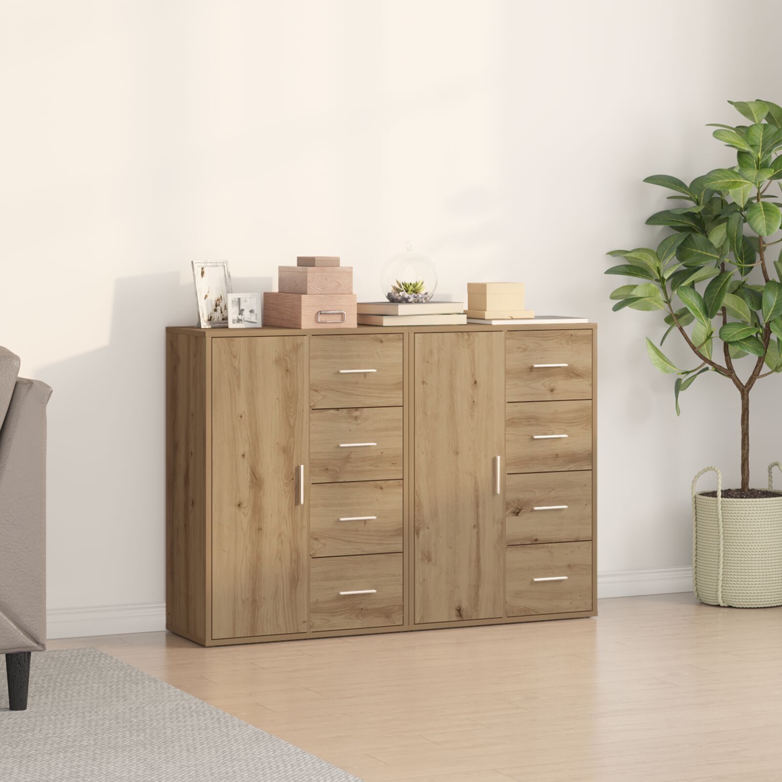 vidaXL Bufeturi 2 pcs stejar artizanal 60 x 31 x 84 cm Lemn compozit vidaXL Bufeturi 2 pcs stejar artizanal 60 x 31 x 84 cm Lemn compozit