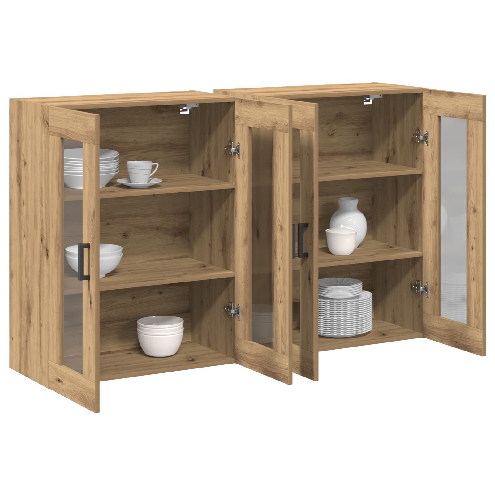 vidaXL Dulap montat pe perete 2 pcs stejar artizanal 69.5 x 34 x 90 cm