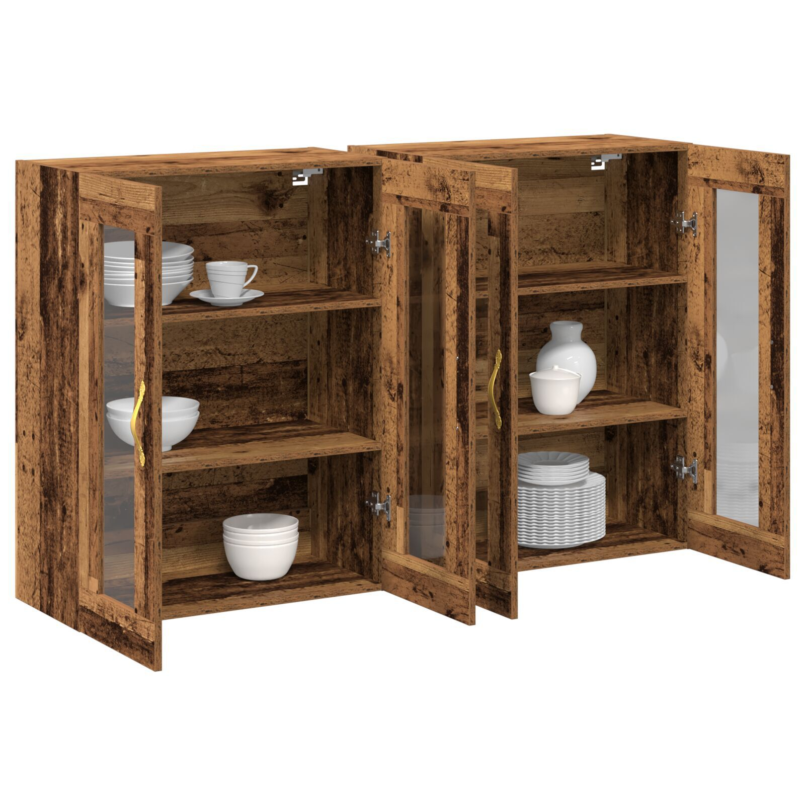 vidaXL Dulap montat pe perete 2 pcs Lemn vechi 69.5 x 34 x 90 cm