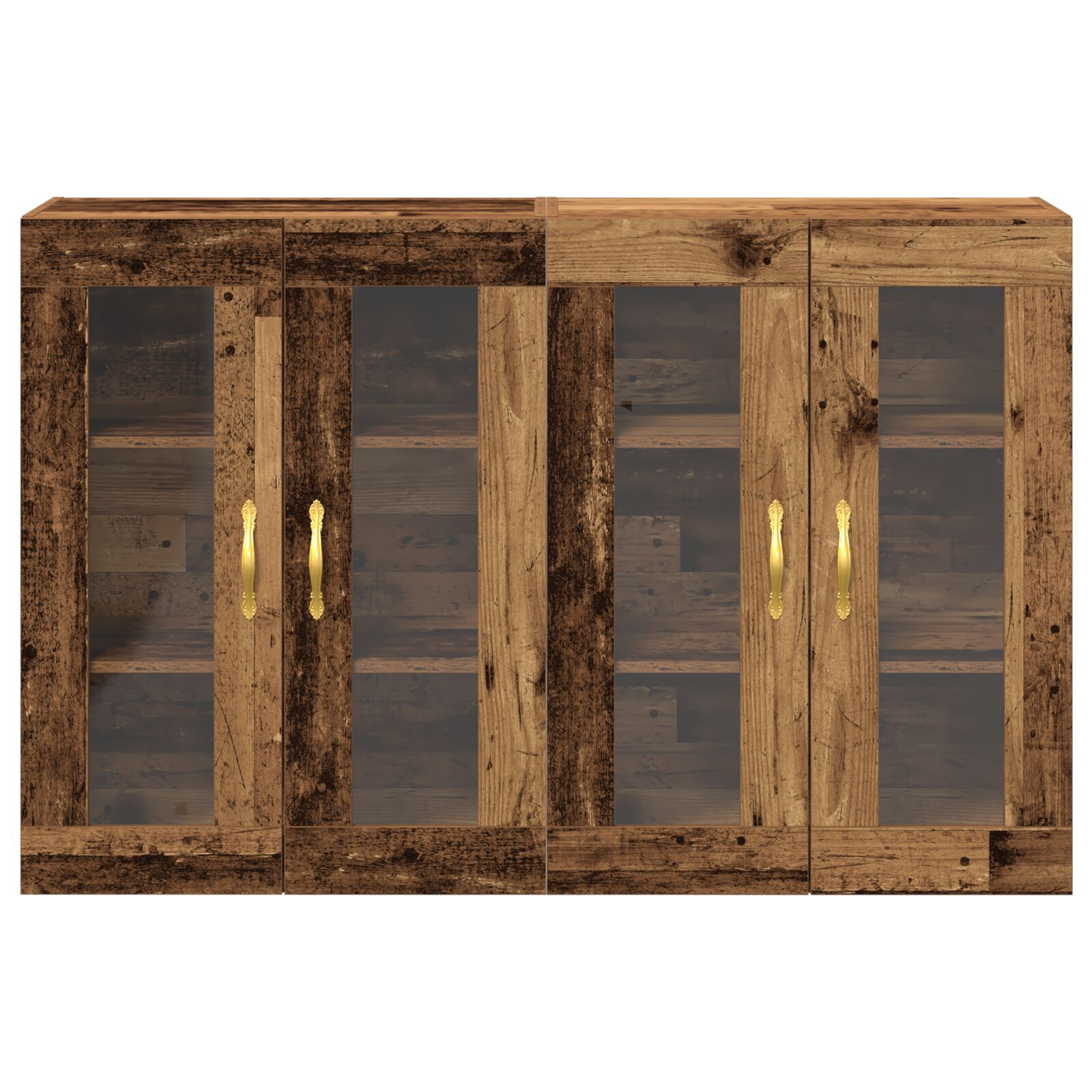 vidaXL Dulap montat pe perete 2 pcs Lemn vechi 69.5 x 34 x 90 cm