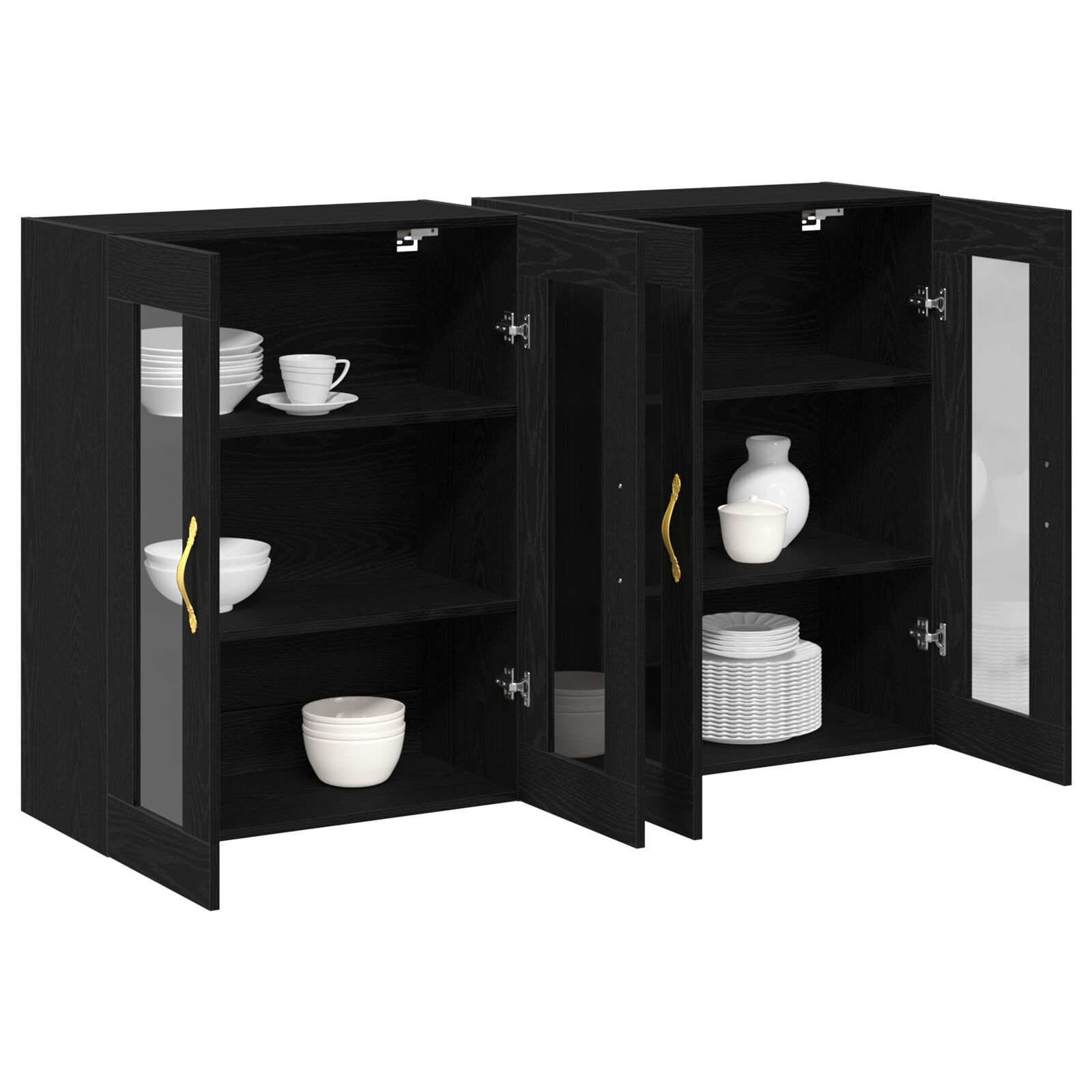 vidaXL Dulap montat pe perete 2 pcs Stejar negru 69.5 x 34 x 90 cm