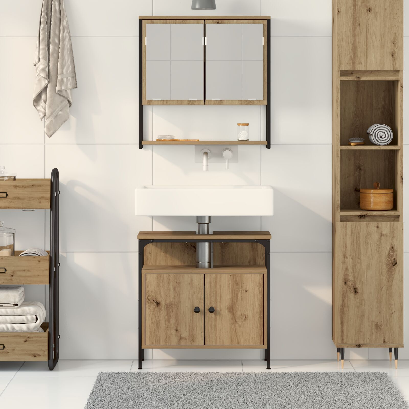 vidaXL Set de mobilier pentru baie cu ușă 2 pcs Maro 60 x 30 x 60 cm vidaXL Set de mobilier pentru baie cu ușă 2 pcs Maro 60 x 30 x 60 cm