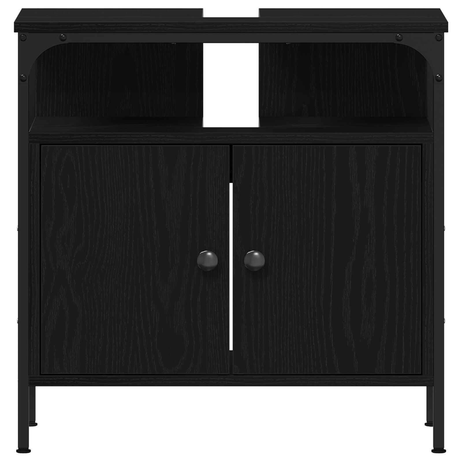 vidaXL Set de mobilier pentru baie cu ușă 2 pcs Negru 60 x 30 x 60 cm vidaXL Set de mobilier pentru baie cu ușă 2 pcs Negru 60 x 30 x 60 cm
