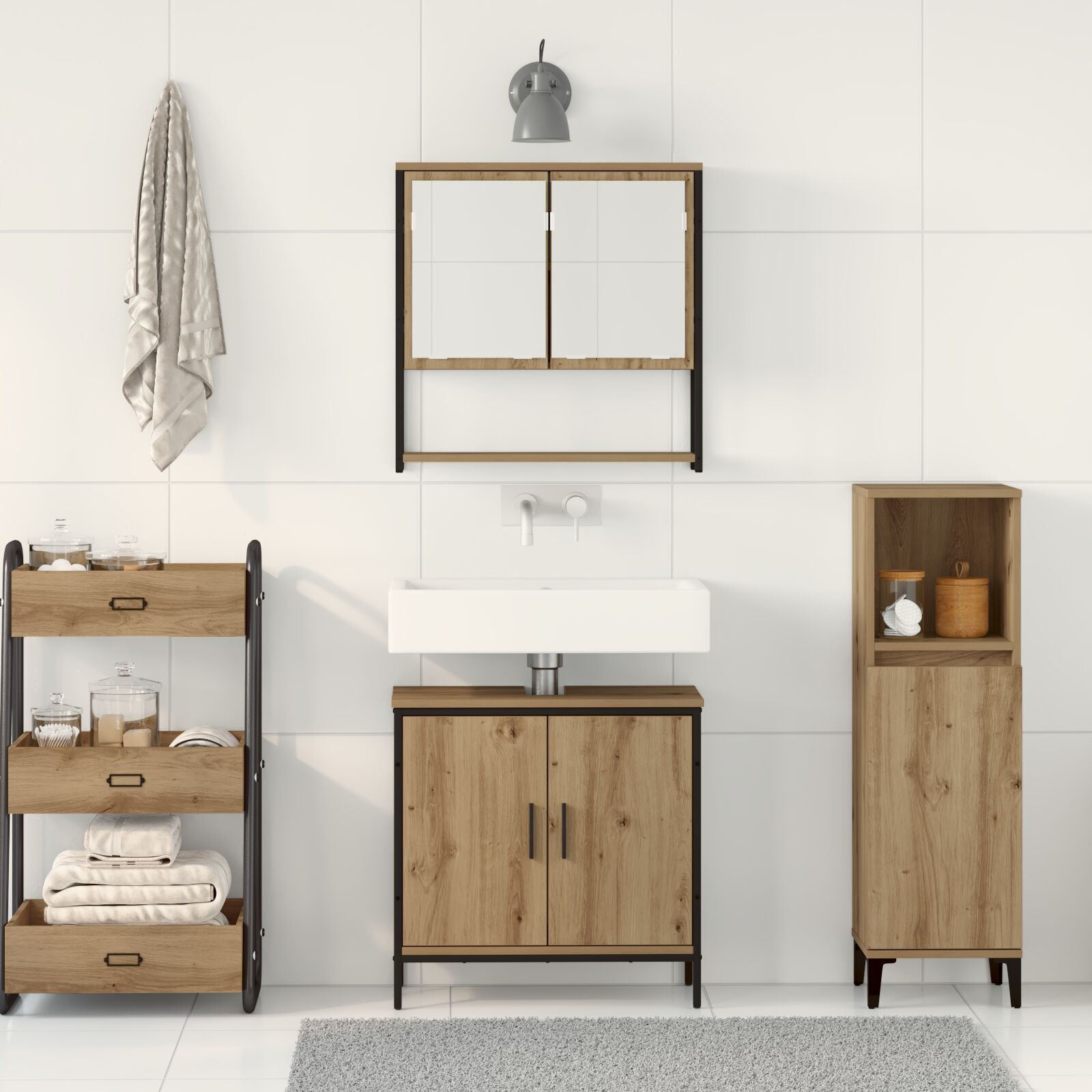 vidaXL Set de mobilier pentru baie cu ușă 2 pcs Maro 60 x 30 x 60 cm vidaXL Set de mobilier pentru baie cu ușă 2 pcs Maro 60 x 30 x 60 cm