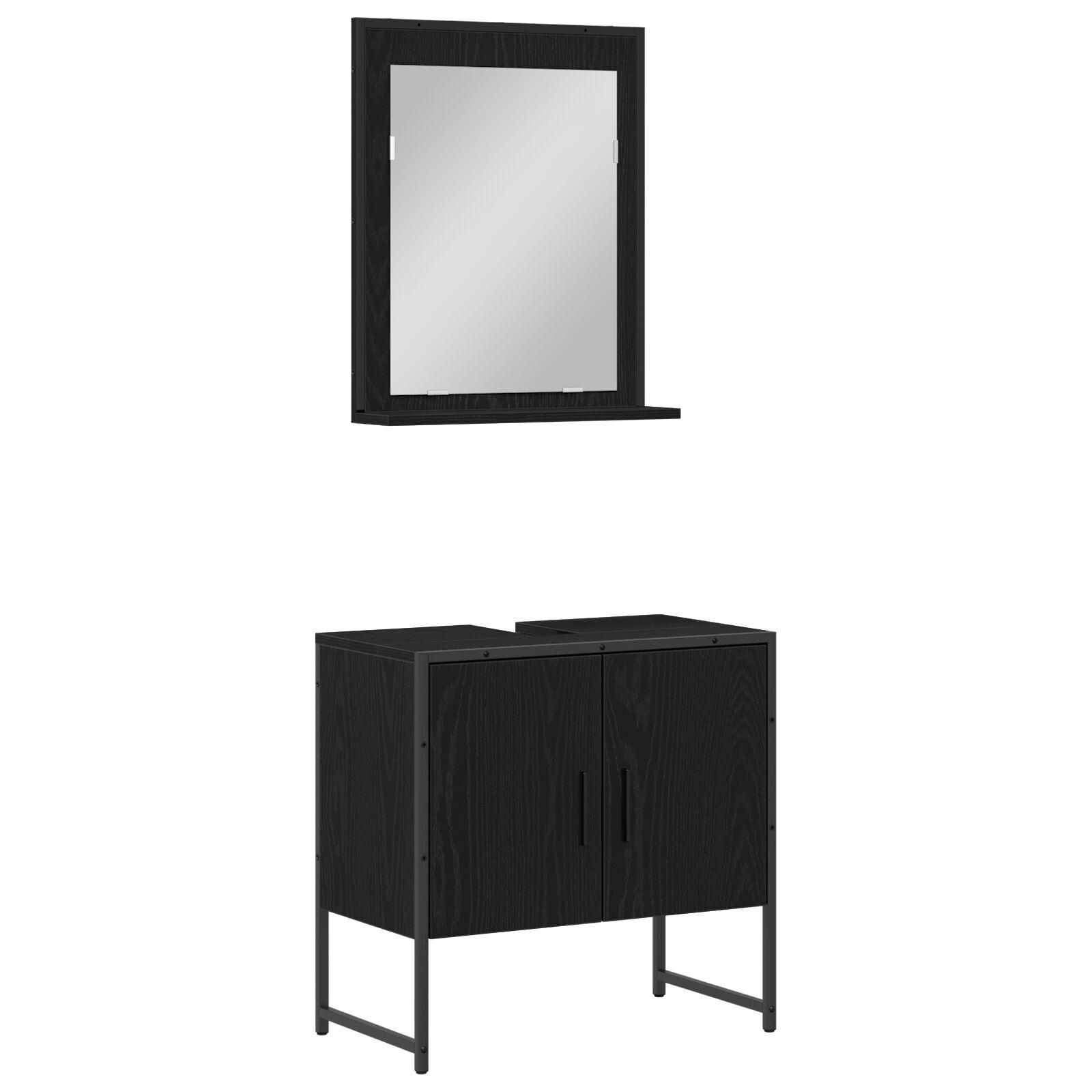 vidaXL Set de mobilier pentru baie cu ușă 2 pcs Negru 60 x 33 x 60 cm vidaXL Set de mobilier pentru baie cu ușă 2 pcs Negru 60 x 33 x 60 cm