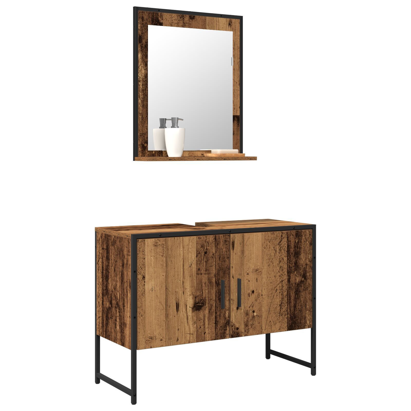 vidaXL Set de mobilier pentru baie cu ușă 2 pcs Maro 80 x 33 x 60 cm vidaXL Set de mobilier pentru baie cu ușă 2 pcs Maro 80 x 33 x 60 cm