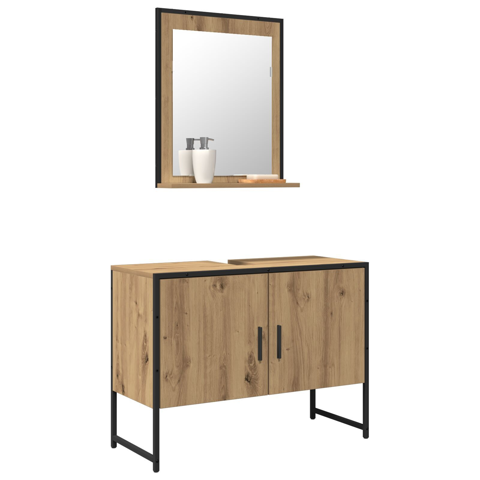 vidaXL Set de mobilier pentru baie cu ușă 2 pcs Maro 80 x 33 x 60 cm vidaXL Set de mobilier pentru baie cu ușă 2 pcs Maro 80 x 33 x 60 cm