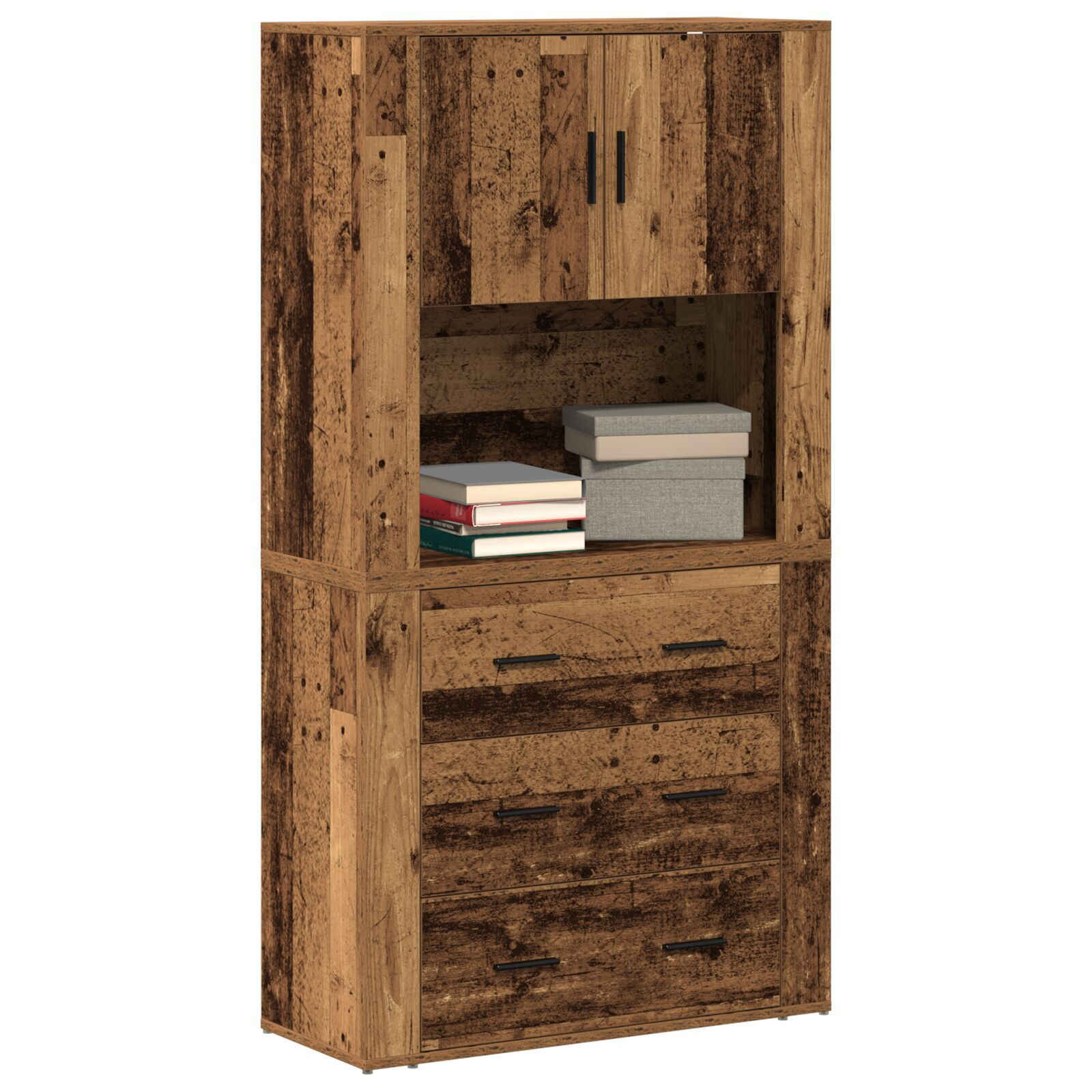 vidaXL Înălțat cu sertar Lemn vechi 80 x 33 x 150 cm Lemn compozit vidaXL Înălțat cu sertar Lemn vechi 80 x 33 x 150 cm Lemn compozit