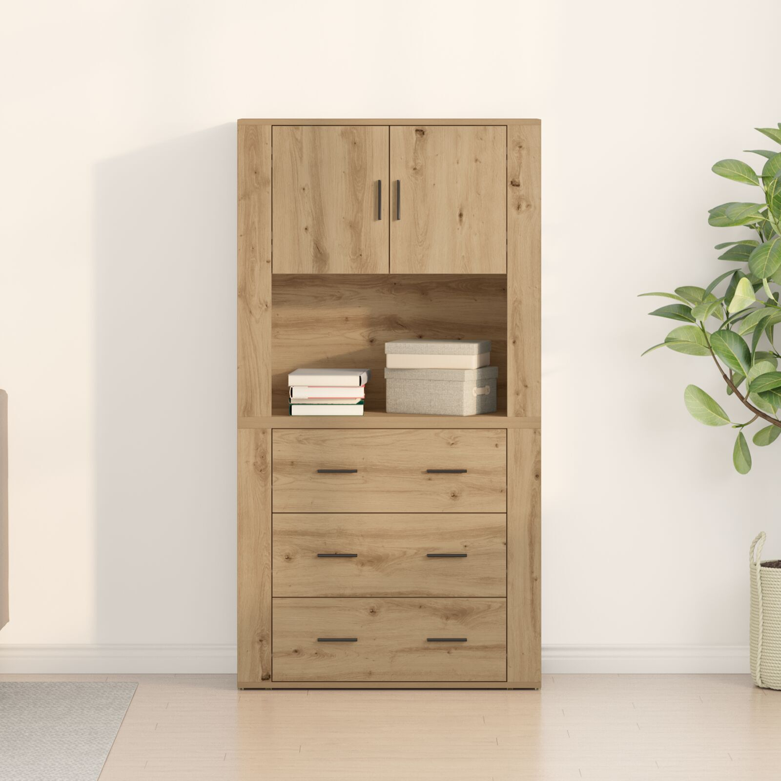 vidaXL Înălțat stejar artizanal 80 x 33 x 150 cm Lemn compozit vidaXL Înălțat stejar artizanal 80 x 33 x 150 cm Lemn compozit
