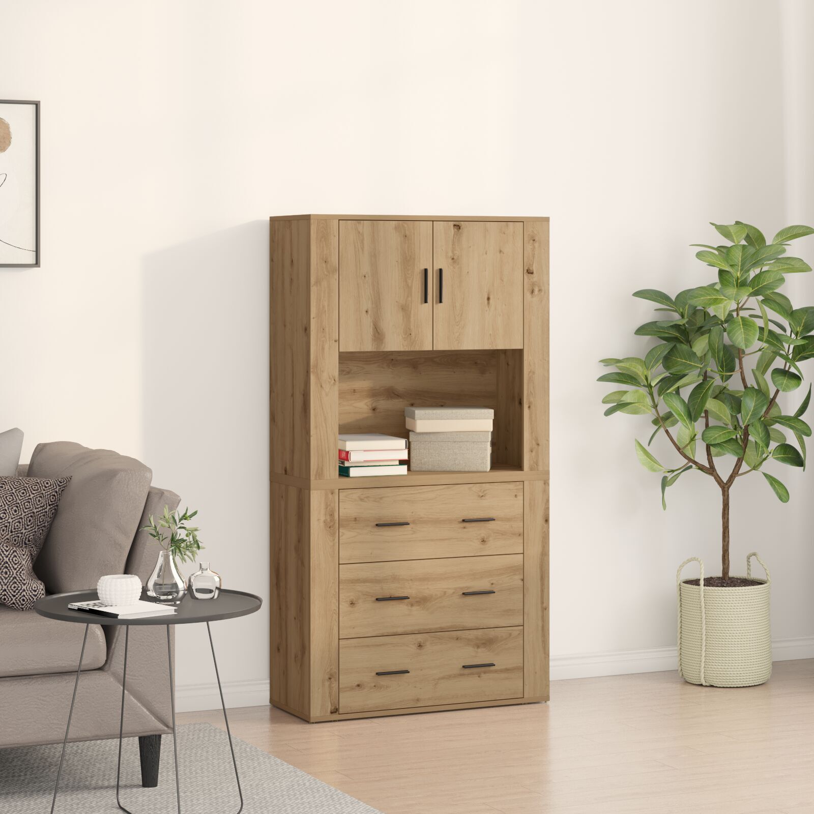 vidaXL Înălțat stejar artizanal 80 x 33 x 150 cm Lemn compozit vidaXL Înălțat stejar artizanal 80 x 33 x 150 cm Lemn compozit