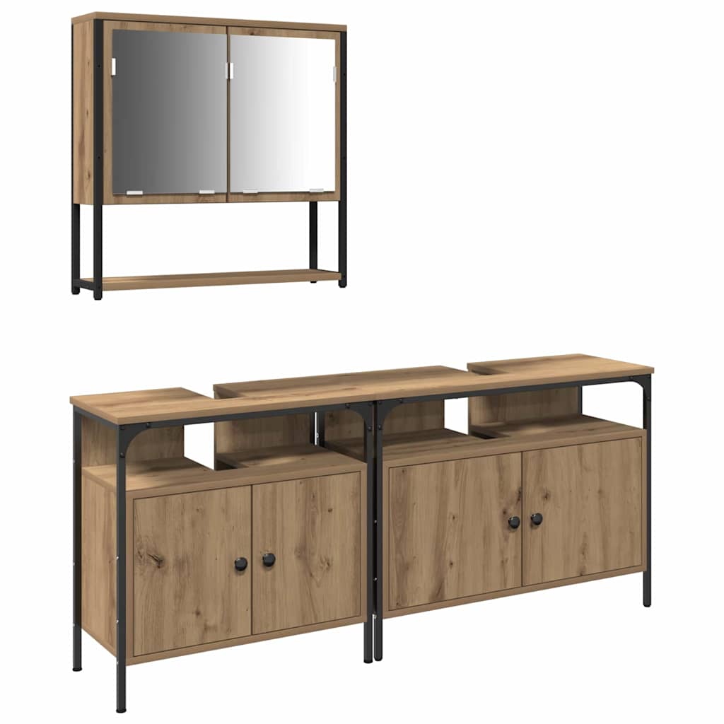vidaXL Set de mobilier pentru baie cu ușă 3 pcs Maro 80 x 30 x 60 cm vidaXL Set de mobilier pentru baie cu ușă 3 pcs Maro 80 x 30 x 60 cm