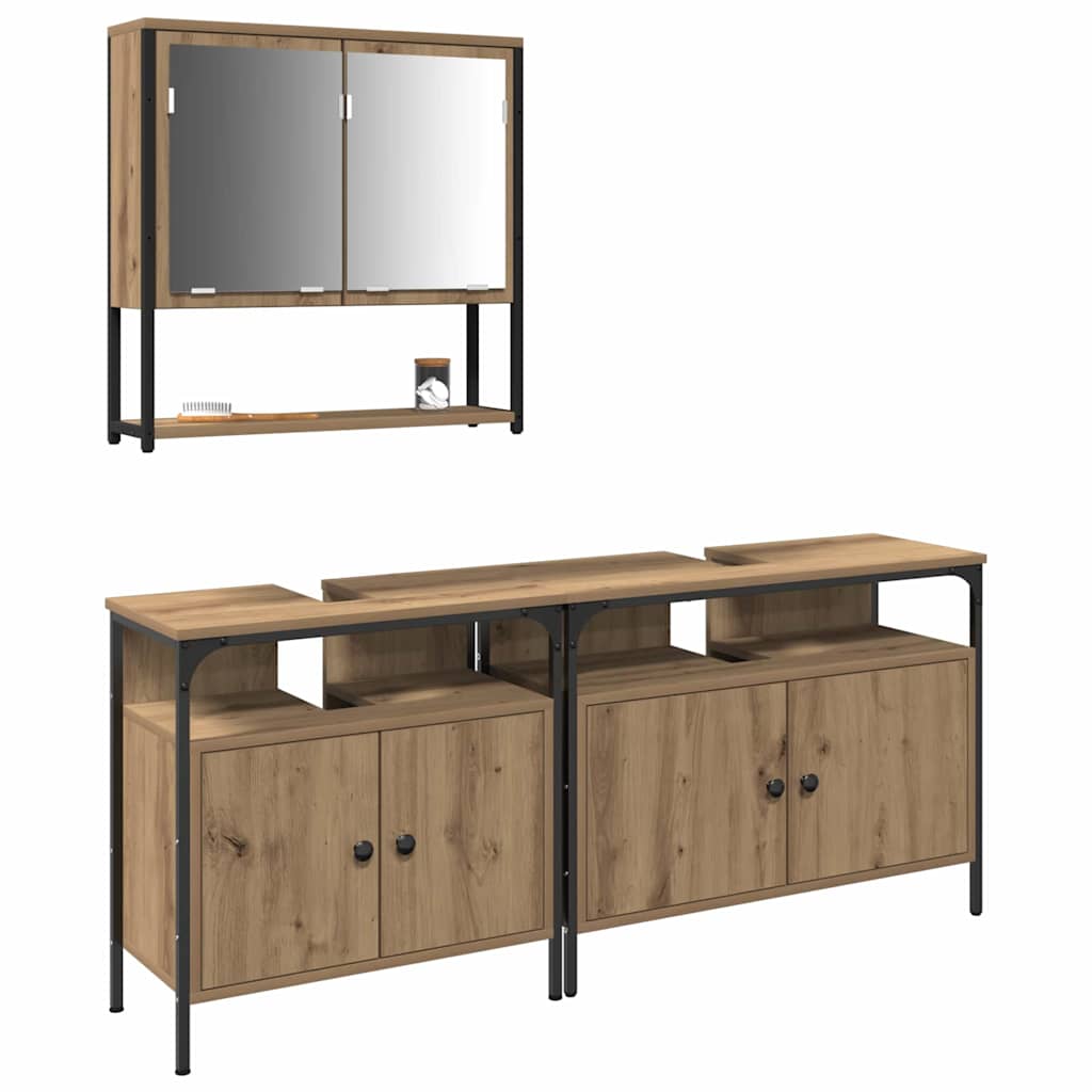 vidaXL Set de mobilier pentru baie cu ușă 3 pcs Maro 80 x 30 x 60 cm vidaXL Set de mobilier pentru baie cu ușă 3 pcs Maro 80 x 30 x 60 cm