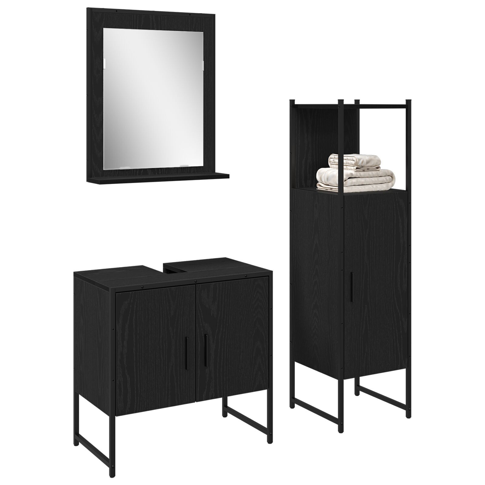 vidaXL Set de mobilier pentru baie 3 pcs Negru 33 x 33 x 102.5 cm vidaXL Set de mobilier pentru baie 3 pcs Negru 33 x 33 x 102.5 cm