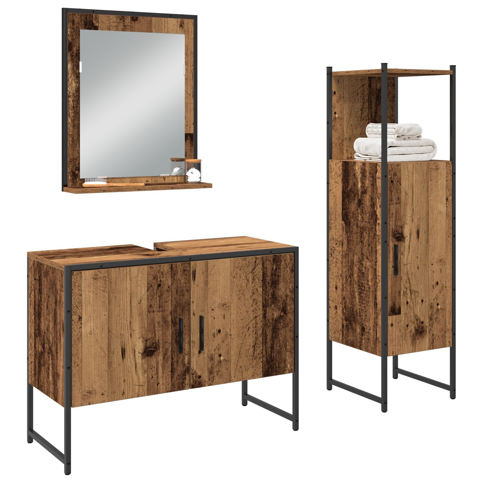 vidaXL Set de mobilier pentru baie 3 pcs Maro 33 x 33 x 102.5 cm vidaXL Set de mobilier pentru baie 3 pcs Maro 33 x 33 x 102.5 cm