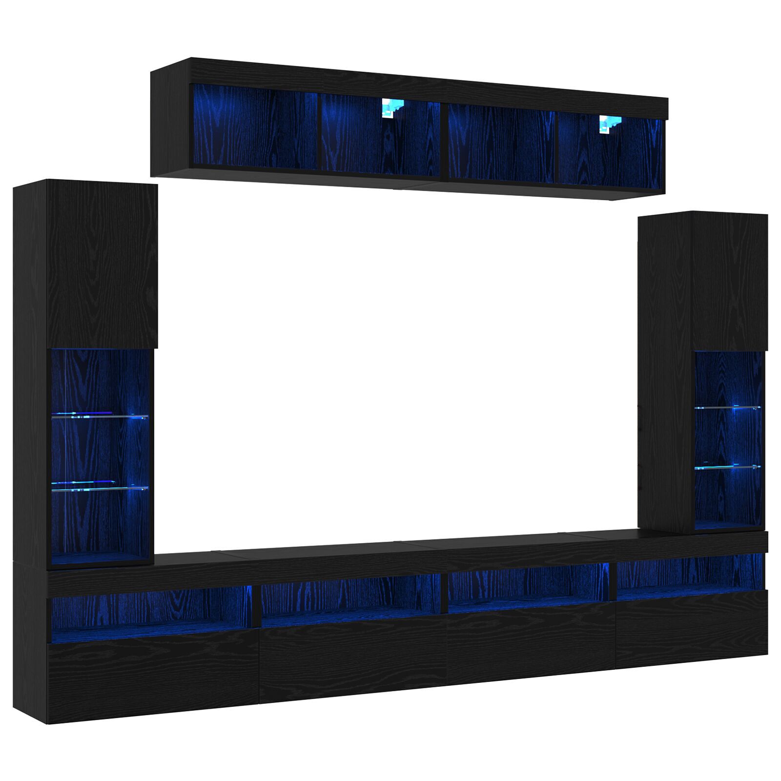 vidaXL Set Dulap pentru Televizor Montat pe Perete 6 pcs Stejar negru vidaXL Set Dulap pentru Televizor Montat pe Perete 6 pcs Stejar negru