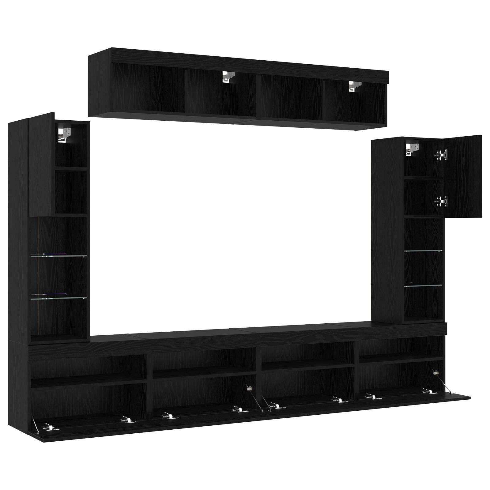 vidaXL Set Dulap pentru Televizor Montat pe Perete 6 pcs Stejar negru vidaXL Set Dulap pentru Televizor Montat pe Perete 6 pcs Stejar negru