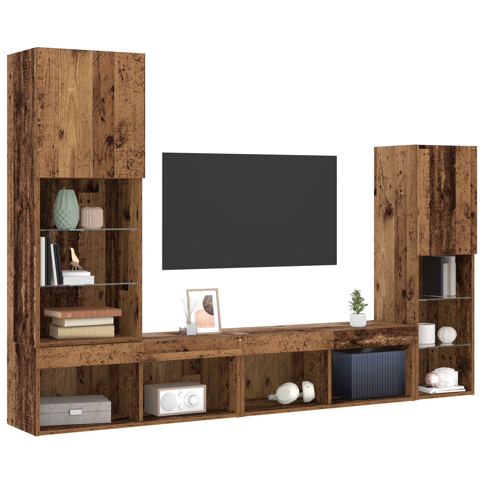 Dulap TV vidaXL cu lumini LED Lemn erodat 40.5x30x102 cm Dulap TV vidaXL cu lumini LED Lemn erodat 40.5x30x102 cm