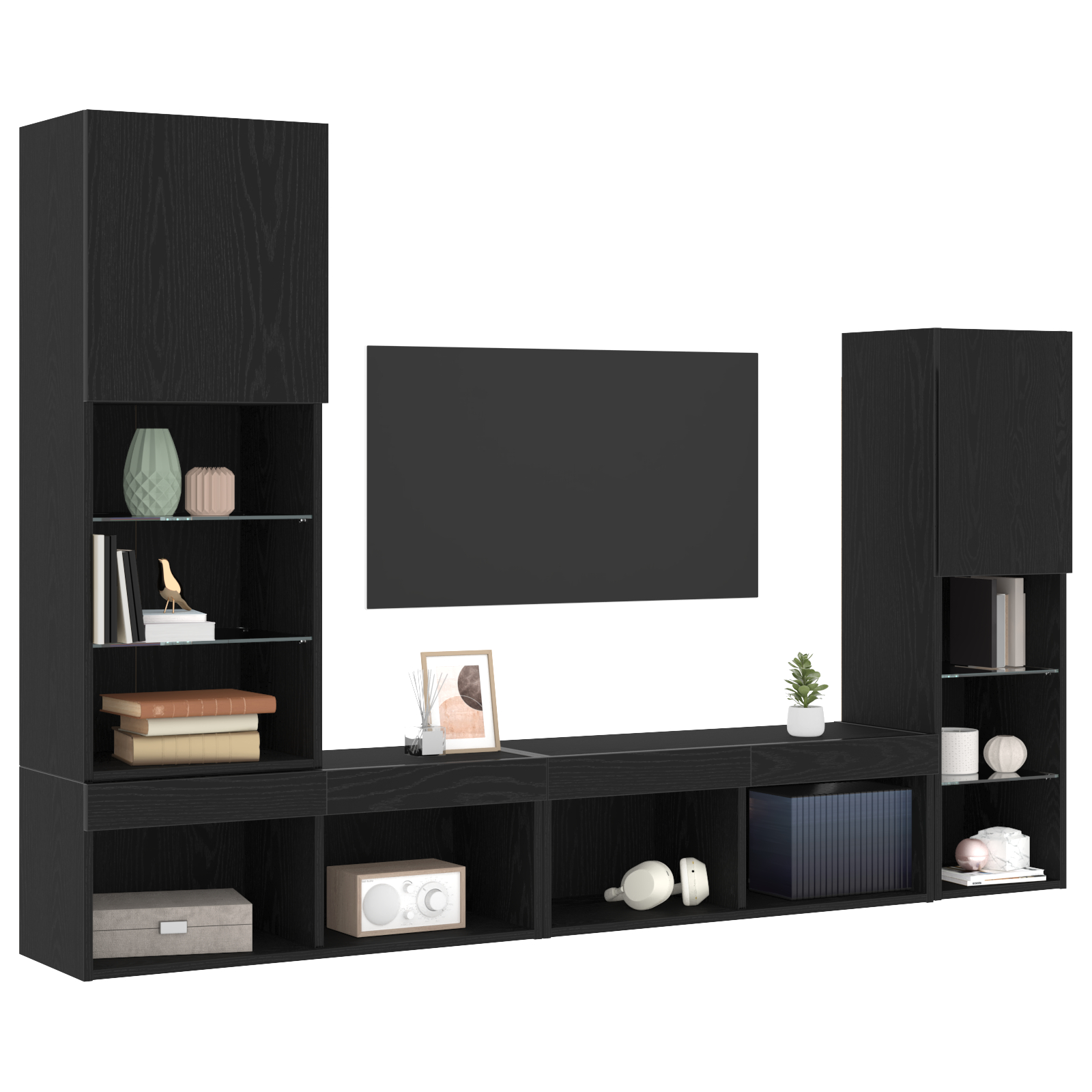 Dulap TV vidaXL Stejar Negru 30.5x30x102 cm Lemn Ingineresc Dulap TV vidaXL Stejar Negru 30.5x30x102 cm Lemn Ingineresc