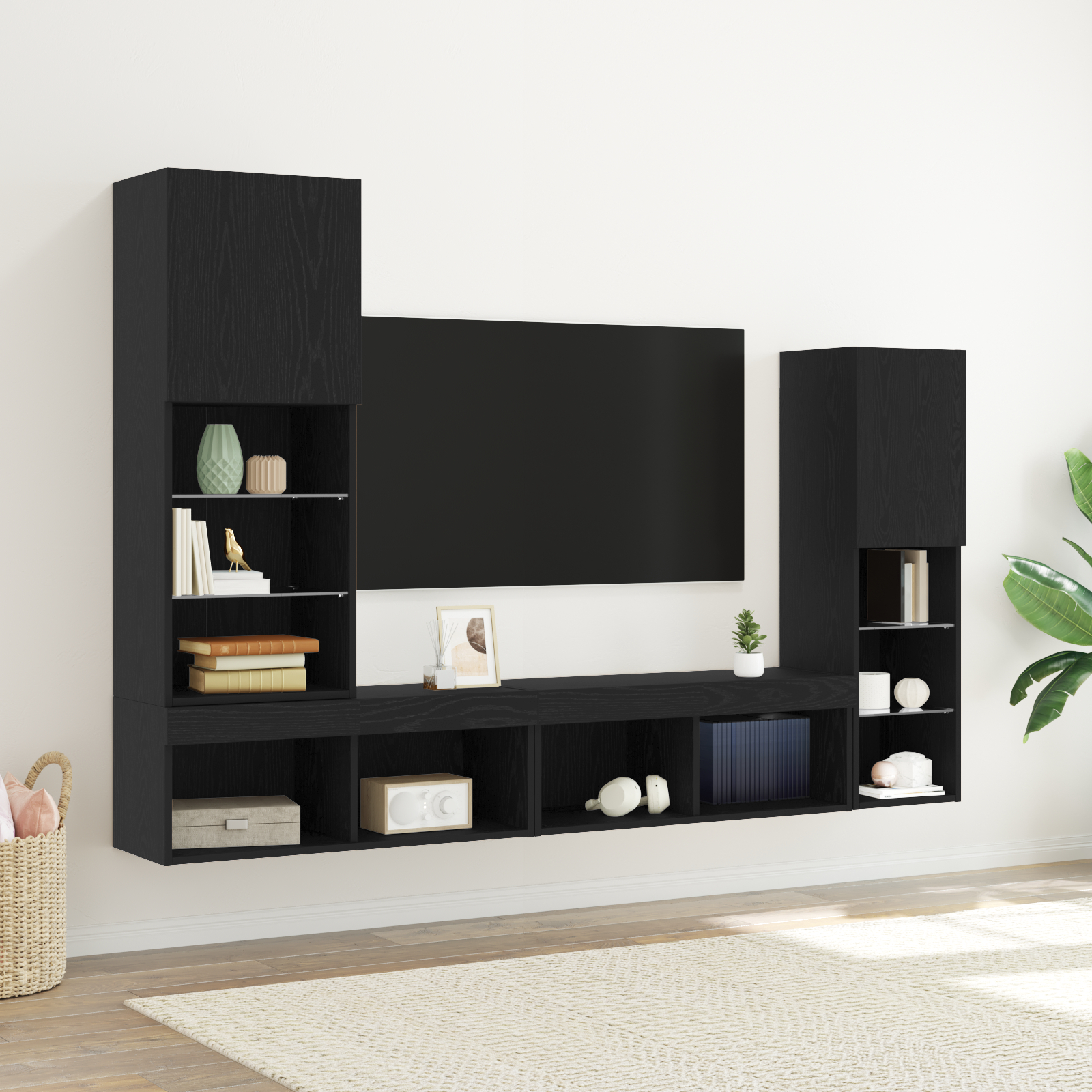 Dulap TV vidaXL Stejar Negru 30.5x30x102 cm Lemn Ingineresc Dulap TV vidaXL Stejar Negru 30.5x30x102 cm Lemn Ingineresc