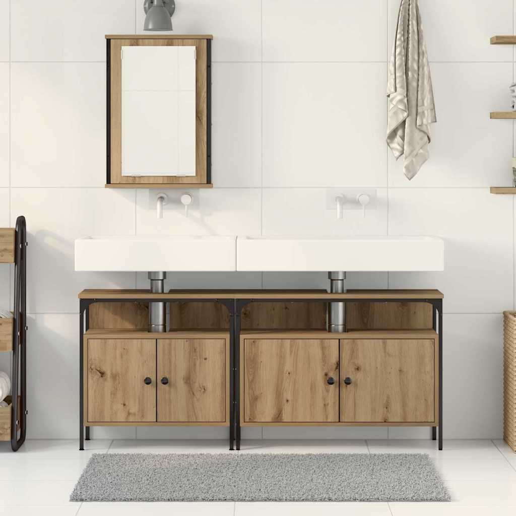 vidaXL Unități de vanitate pentru baie 3 pcs Maro 80 x 30 x 60 cm vidaXL Unități de vanitate pentru baie 3 pcs Maro 80 x 30 x 60 cm