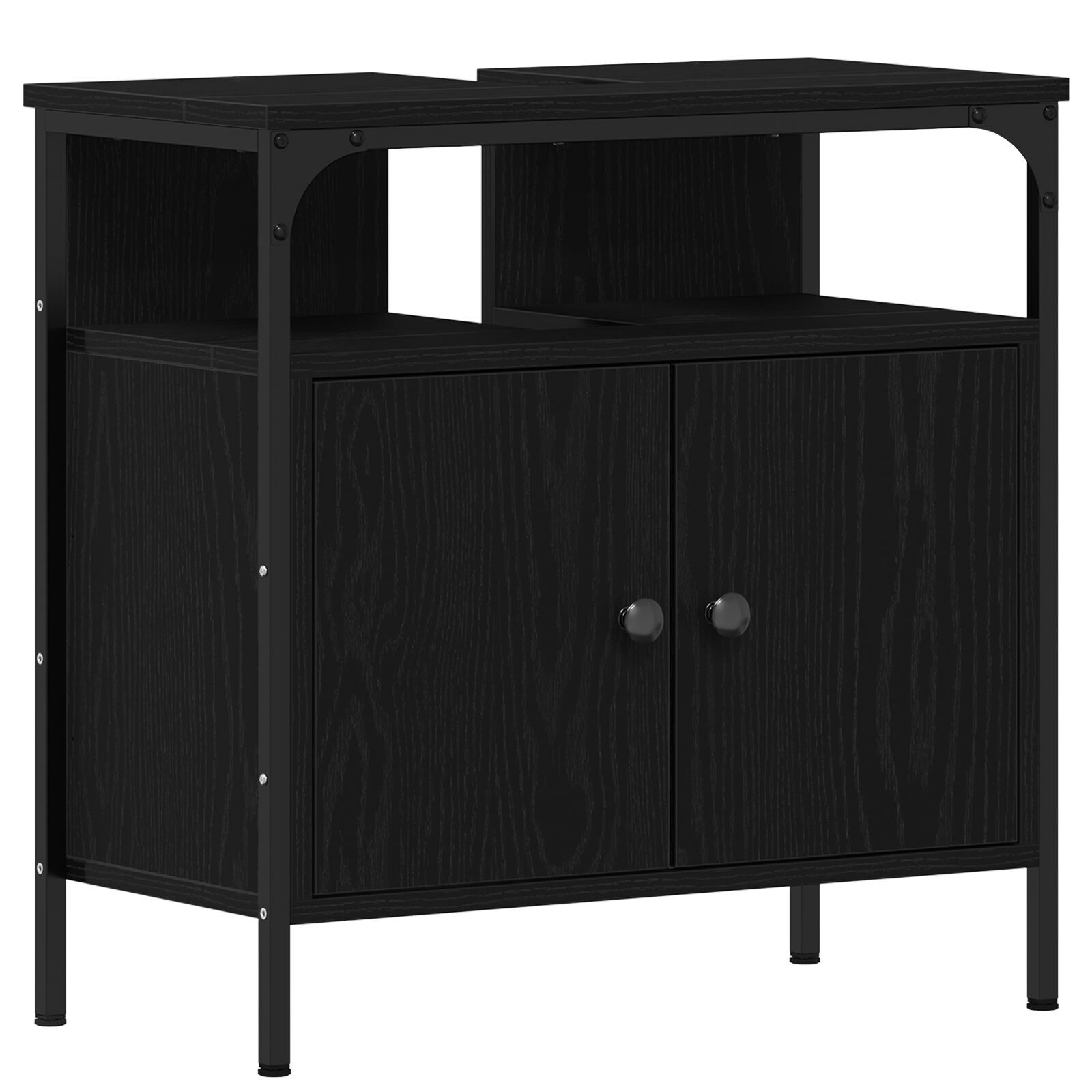 vidaXL Unități de vanitate pentru baie 3 pcs Negru 80 x 30 x 60 cm vidaXL Unități de vanitate pentru baie 3 pcs Negru 80 x 30 x 60 cm
